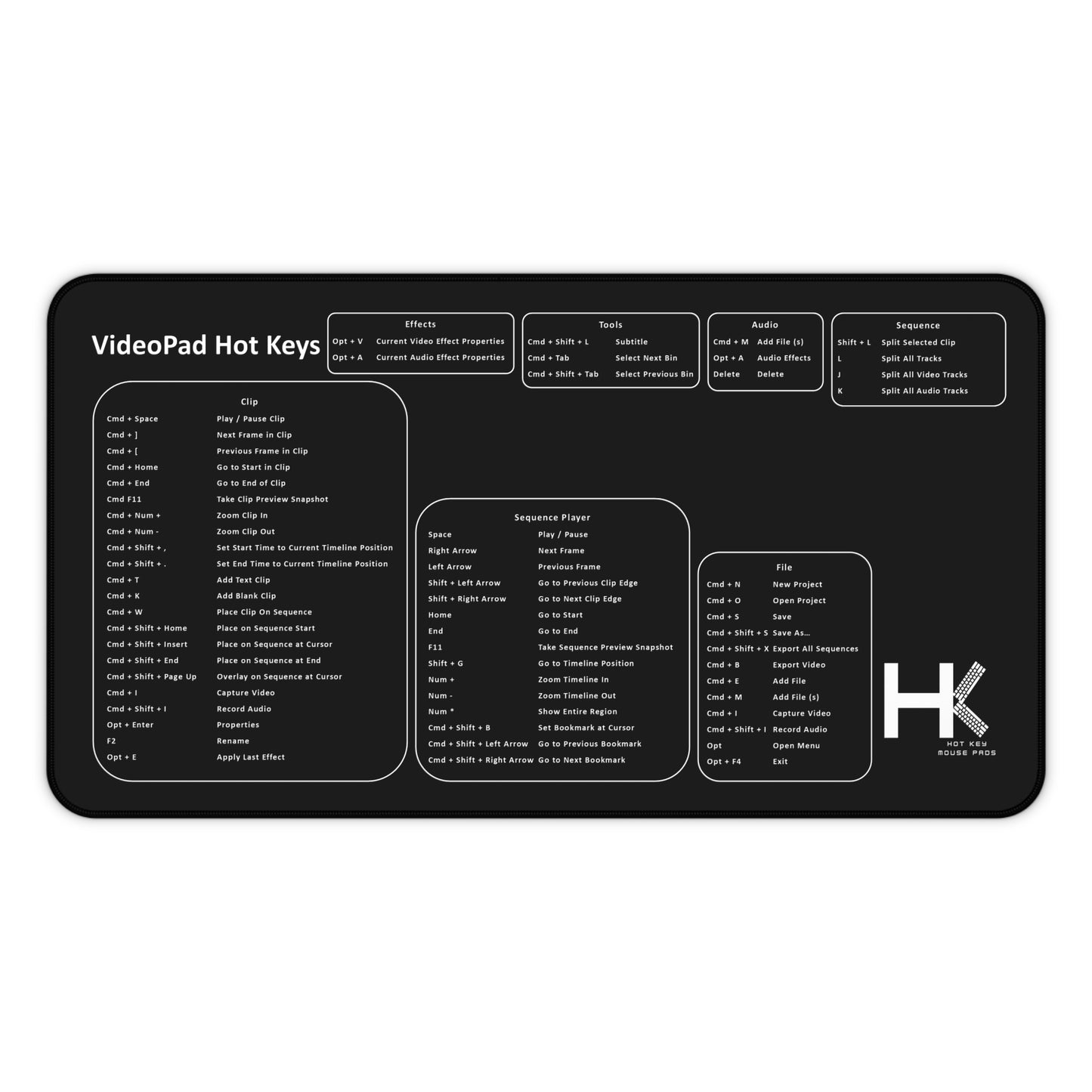 Mac VideoPad Hot Key Mouse Pad Large