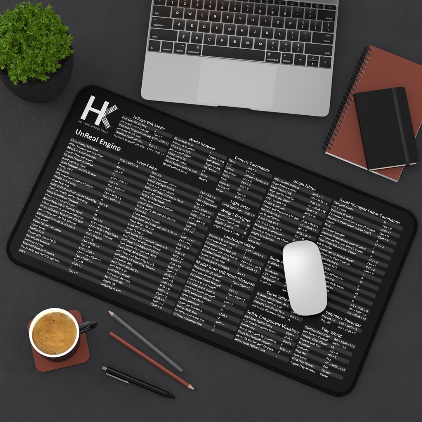 Windows UnReal Engine Hot Key Mouse Pad β Developer Shortcut Desk Mat for Gamers, Coders & Creators