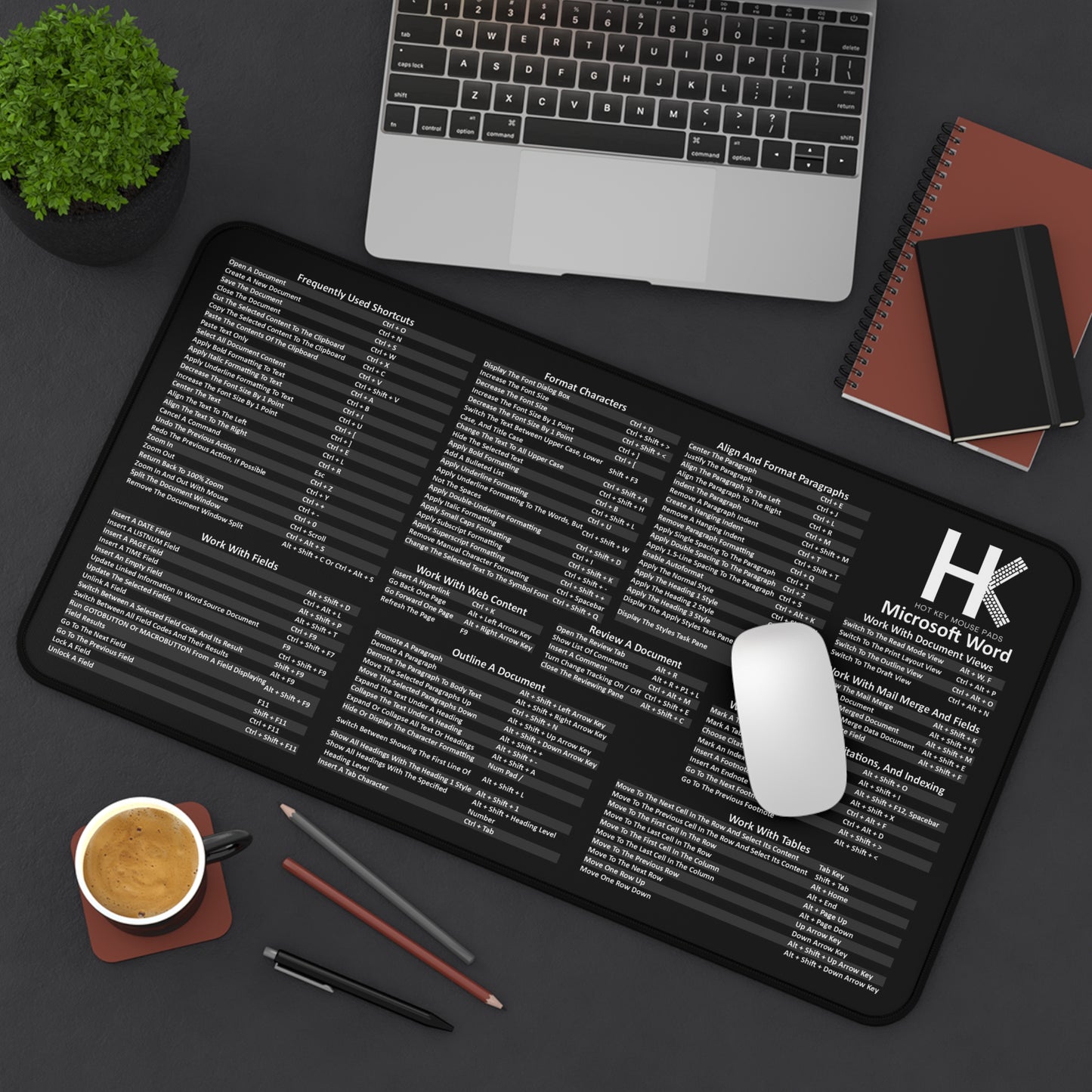 Windows Microsoft Word Hot Key Mouse Pad - Shortcut Key Mouse Pad β Office Desk Mat for Writers, Students & Professionals