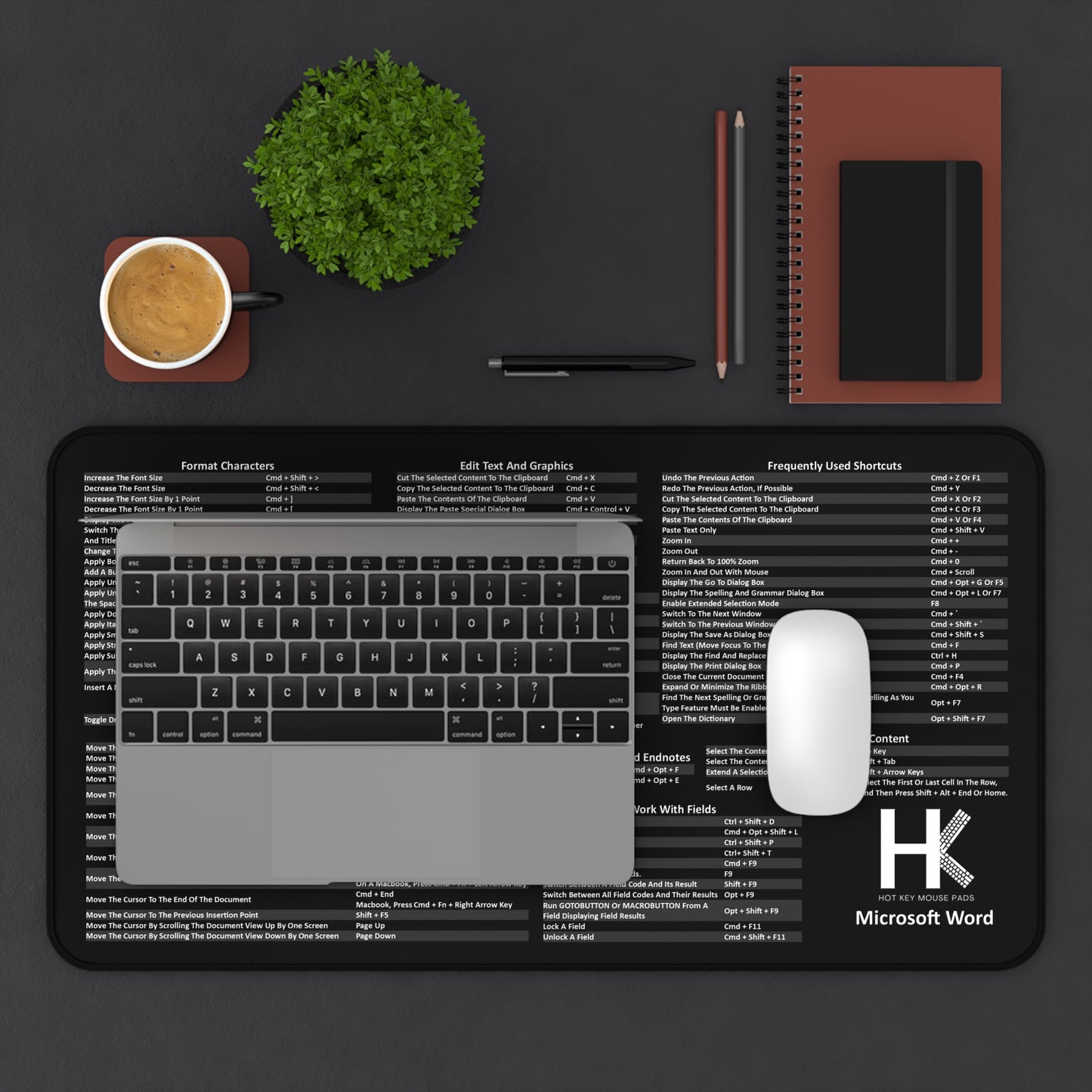 Mac Microsoft Word Hot Key Mouse Pad - Shortcut Key Mouse Pad – Office Desk Mat for Writers, Students & Professionals