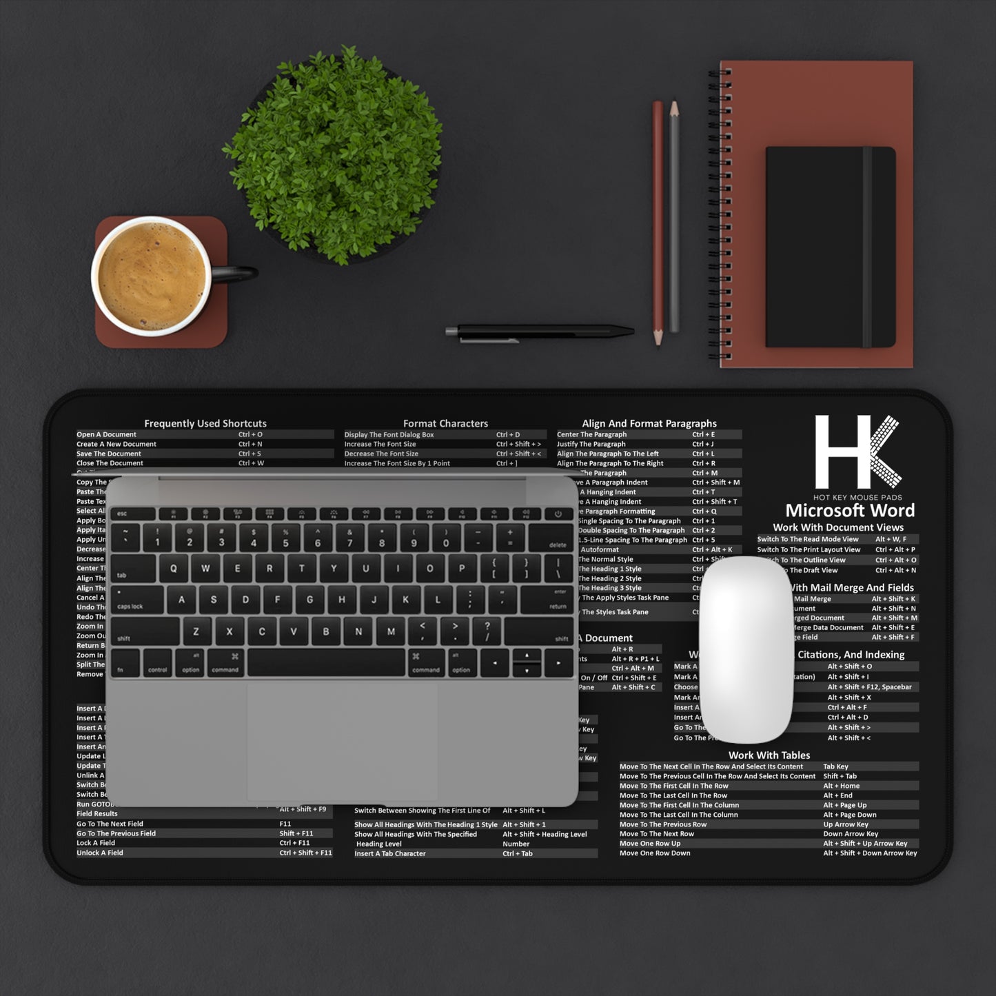 Windows Microsoft Word Hot Key Mouse Pad - Shortcut Key Mouse Pad β Office Desk Mat for Writers, Students & Professionals