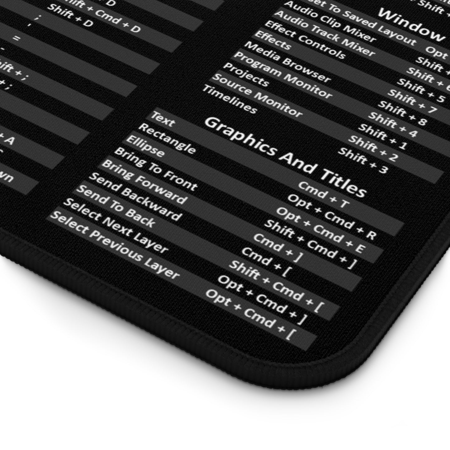 Mac Premiere Pro Hot Key Mouse Pad
