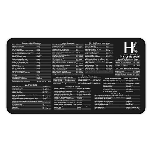 Windows Microsoft Word Hot Key Mouse Pad - Shortcut Key Mouse Pad – Office Desk Mat for Writers, Students & Professionals