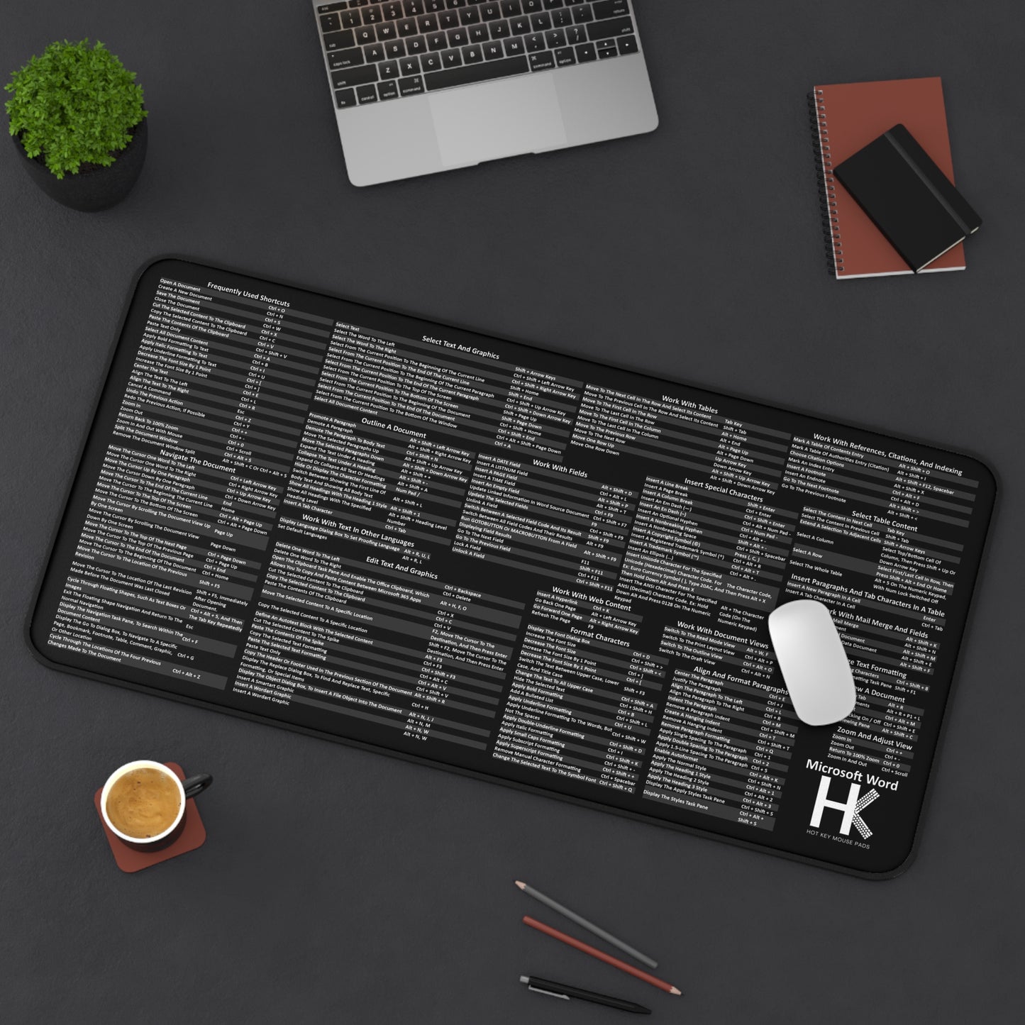 Windows Microsoft Word Hot Key Mouse Pad - Shortcut Key Mouse Pad β Office Desk Mat for Writers, Students & Professionals