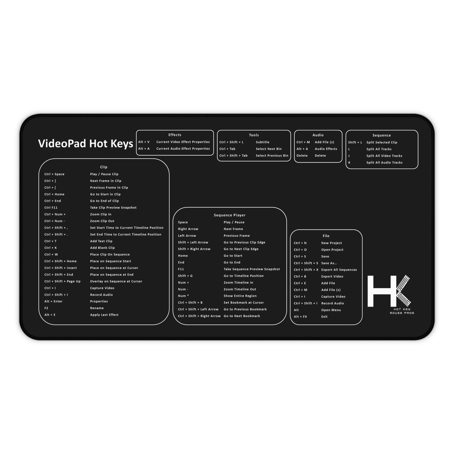 Windows VideoPad Hot Key Mouse Pad Large