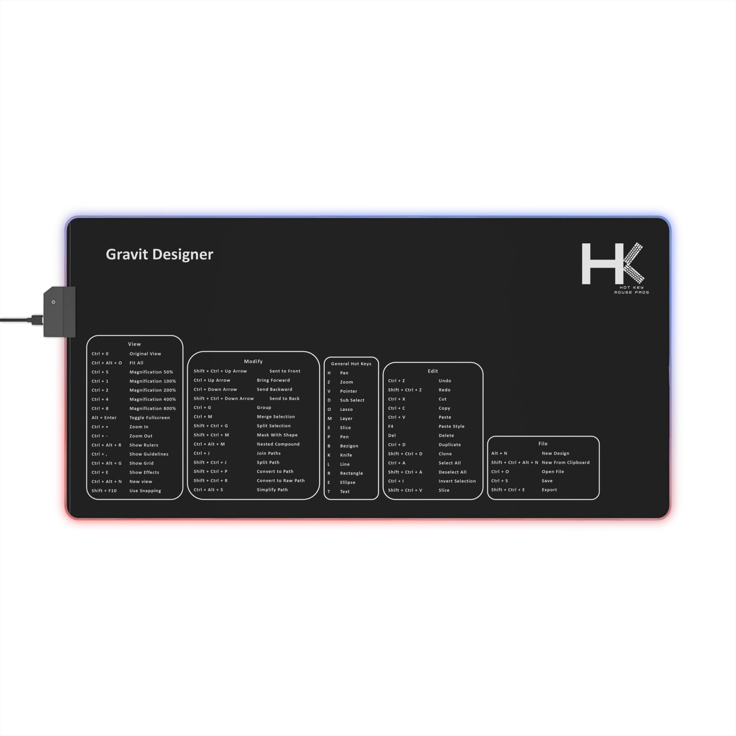 Windows Gravit Designer Small Hot Key LED Mouse Pad