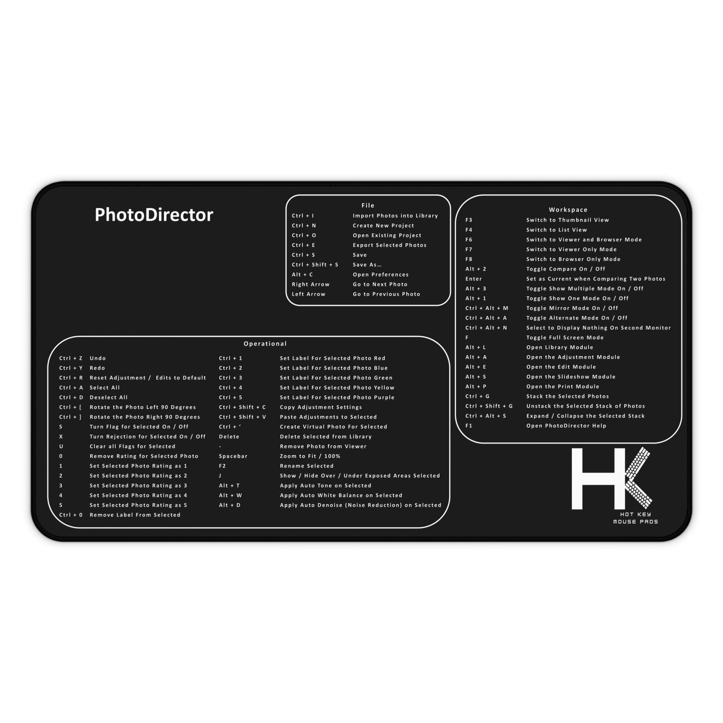 Windows PhotoDirector Large Hot Key Mouse Pad