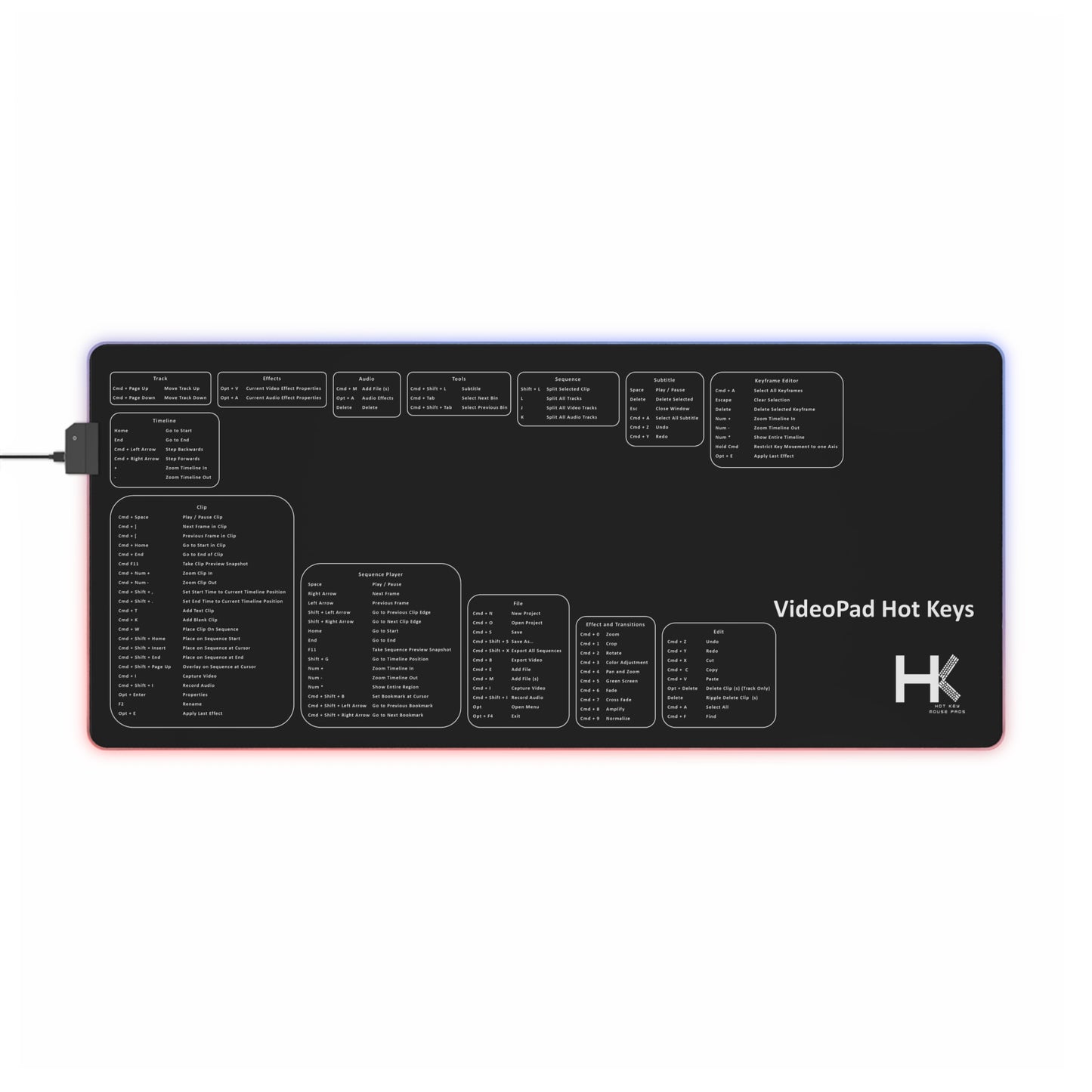 Mac VideoPad Hot Key LED Gaming Mouse Pad XL