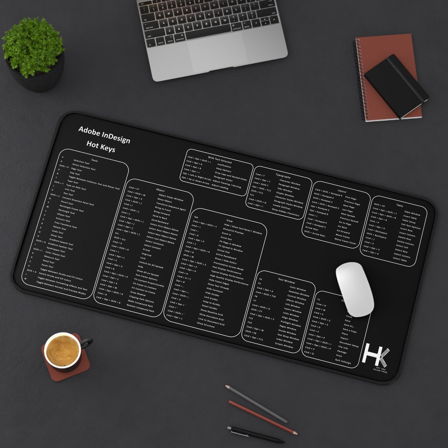 Mac Adobe Indesign Hot Keys Mouse Pad XL