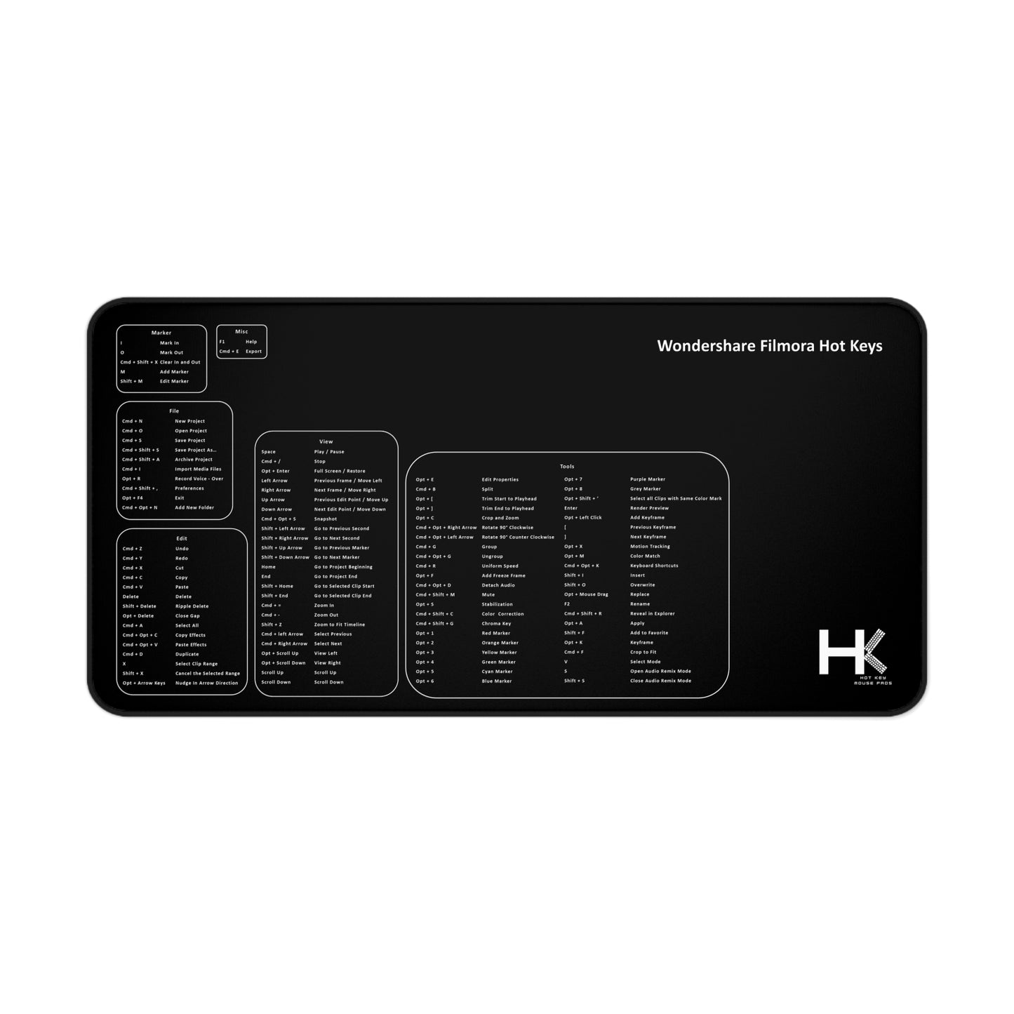 Mac Wondershare Filmora Hot Key Mouse Pad XL