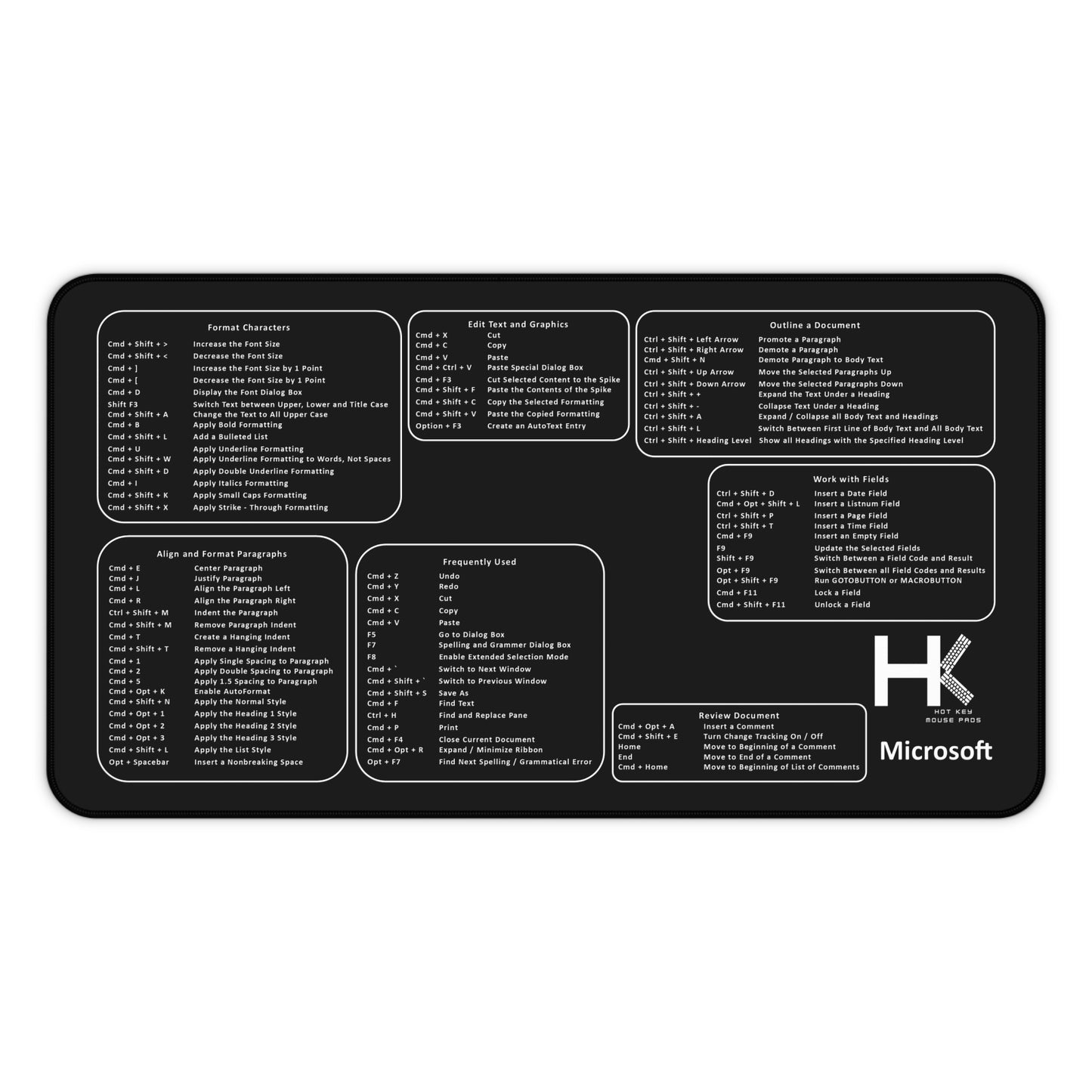 Mac Microsoft Hot Key Mouse Pad Large