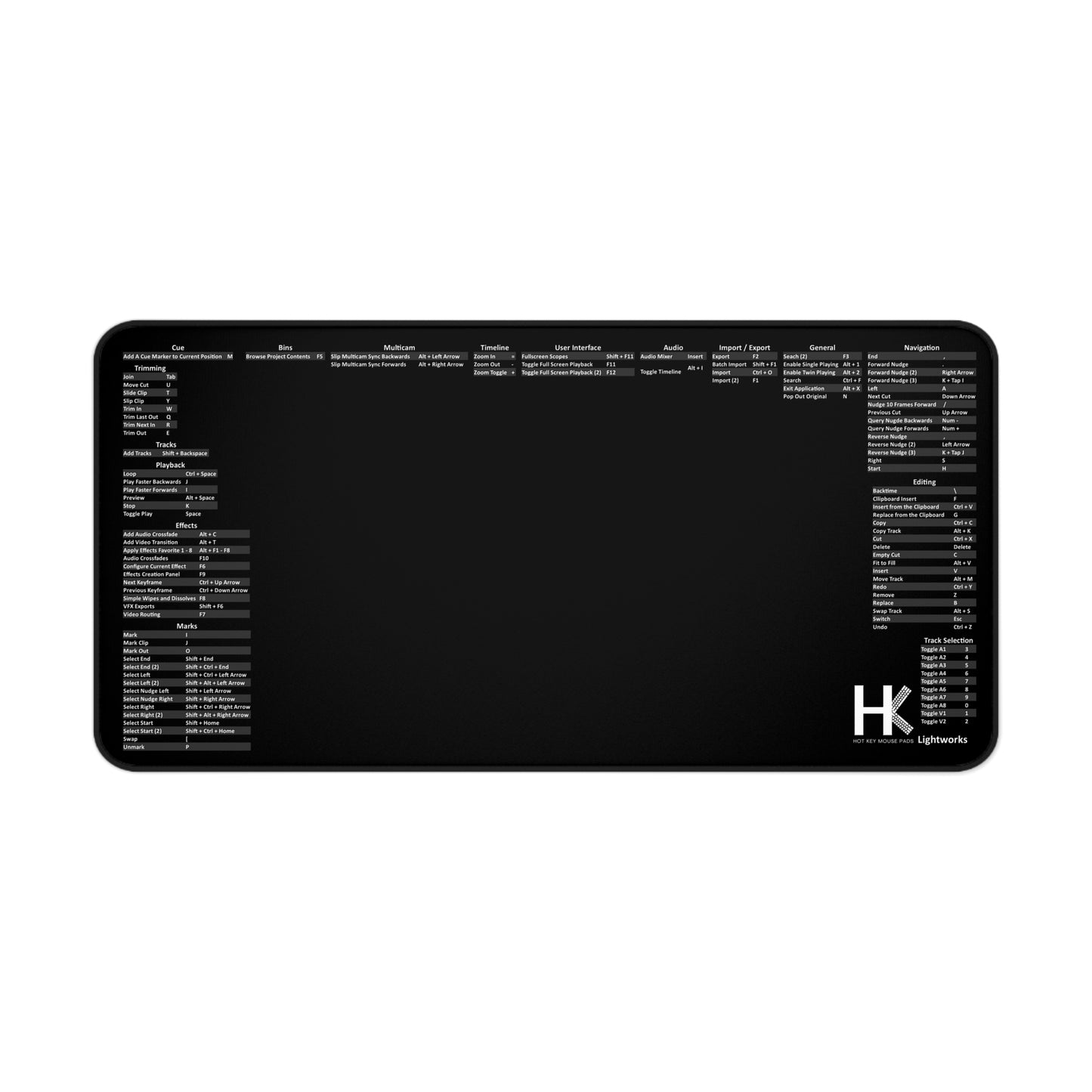 Windows Lightworks Hot Key Mouse Pad —  Shortcut Reference Mouse Pad