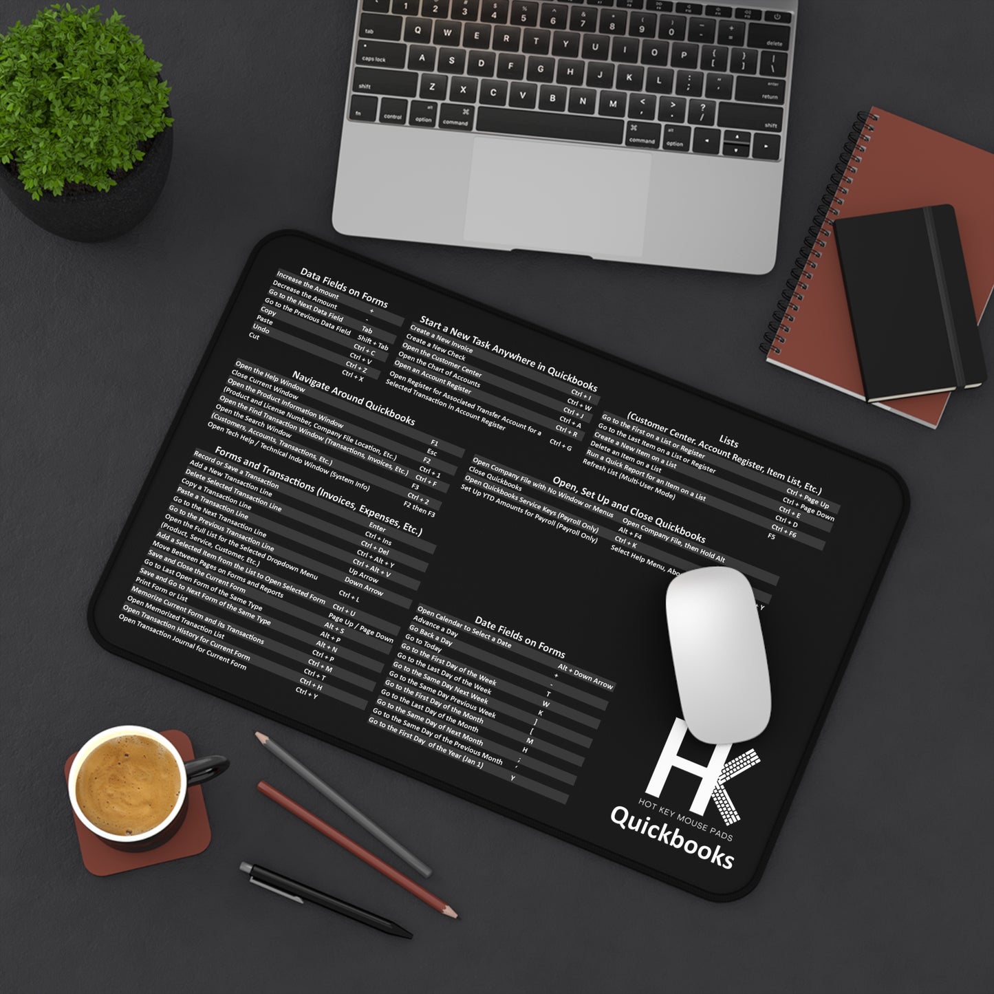Windows QuickBooks Hot Key Mouse Pad - Reference Shortcut Key Mouse Pad for Accountants & Bookkeepers