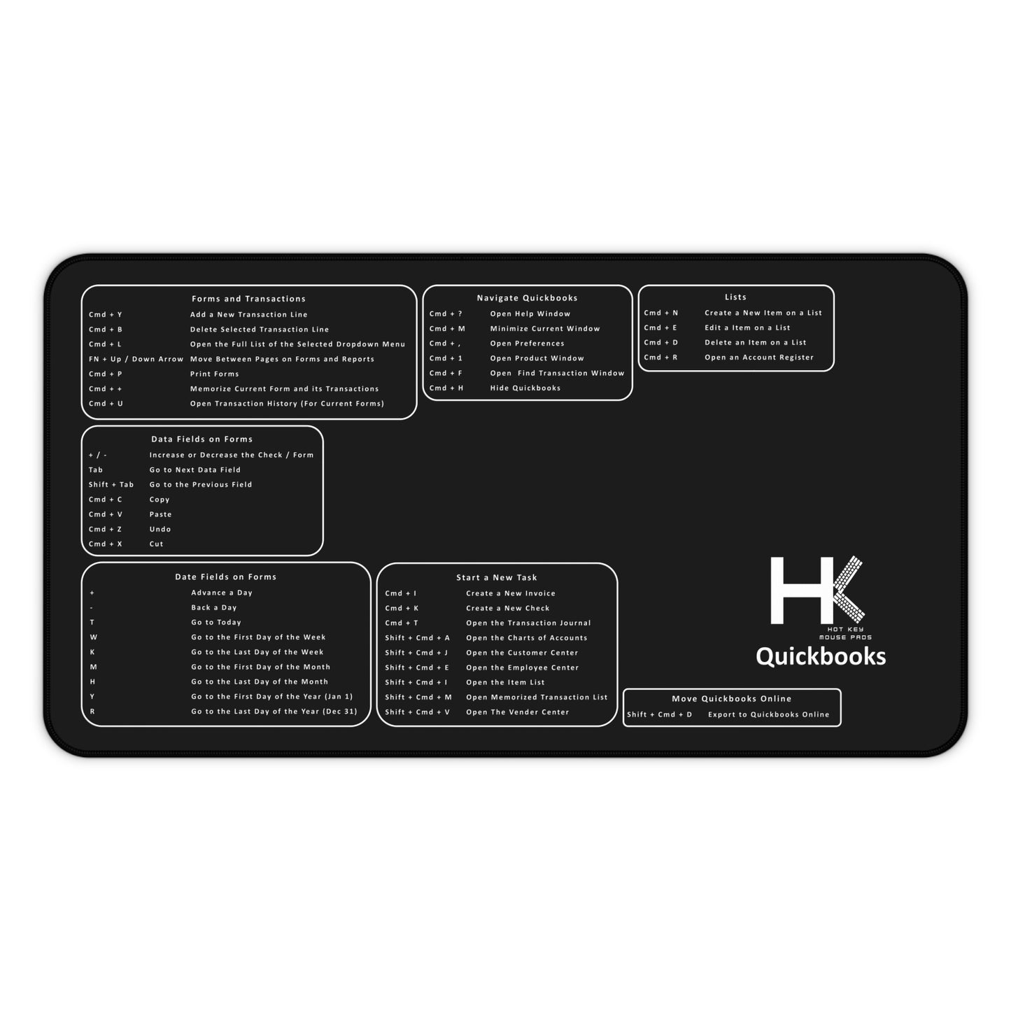 Mac Quickbooks Large Hot Key Mouse Pad