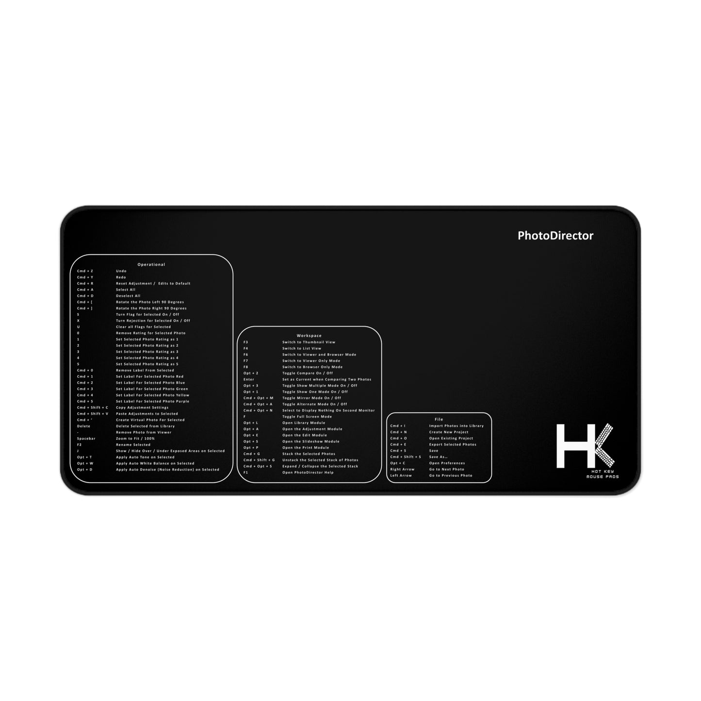 Mac PhotoDirector XL Hot Key Mouse Pads