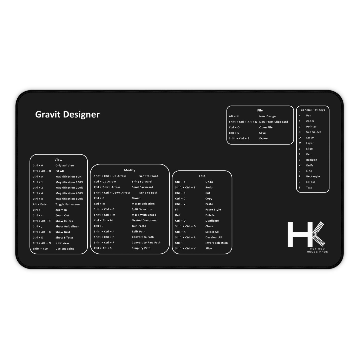 Windows Gravit Designer Large Hot Key Mouse Pad