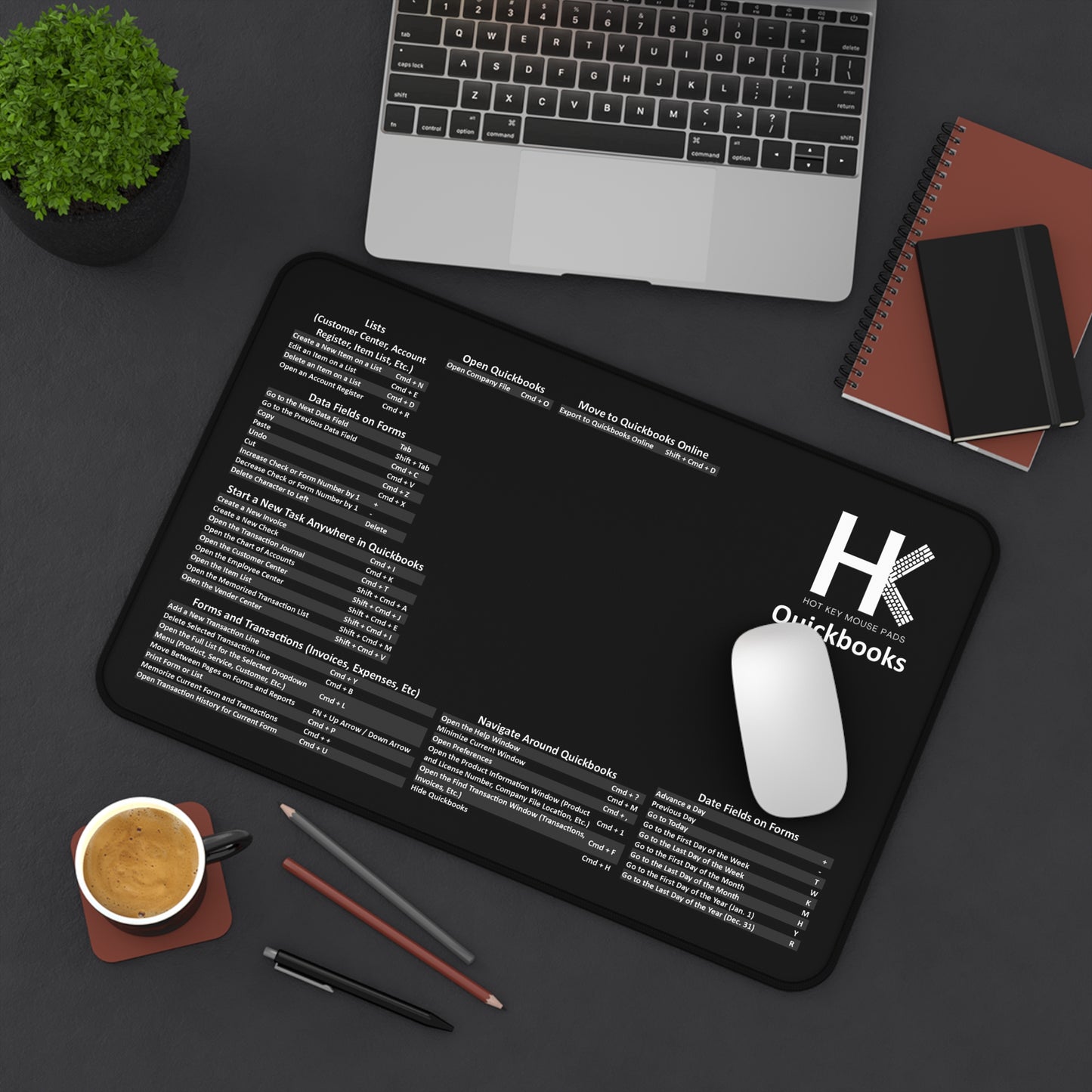 Mac QuickBooks Hot Key Mouse Pad - Reference Shortcut Key Mouse Pad for Accountants & Bookkeepers
