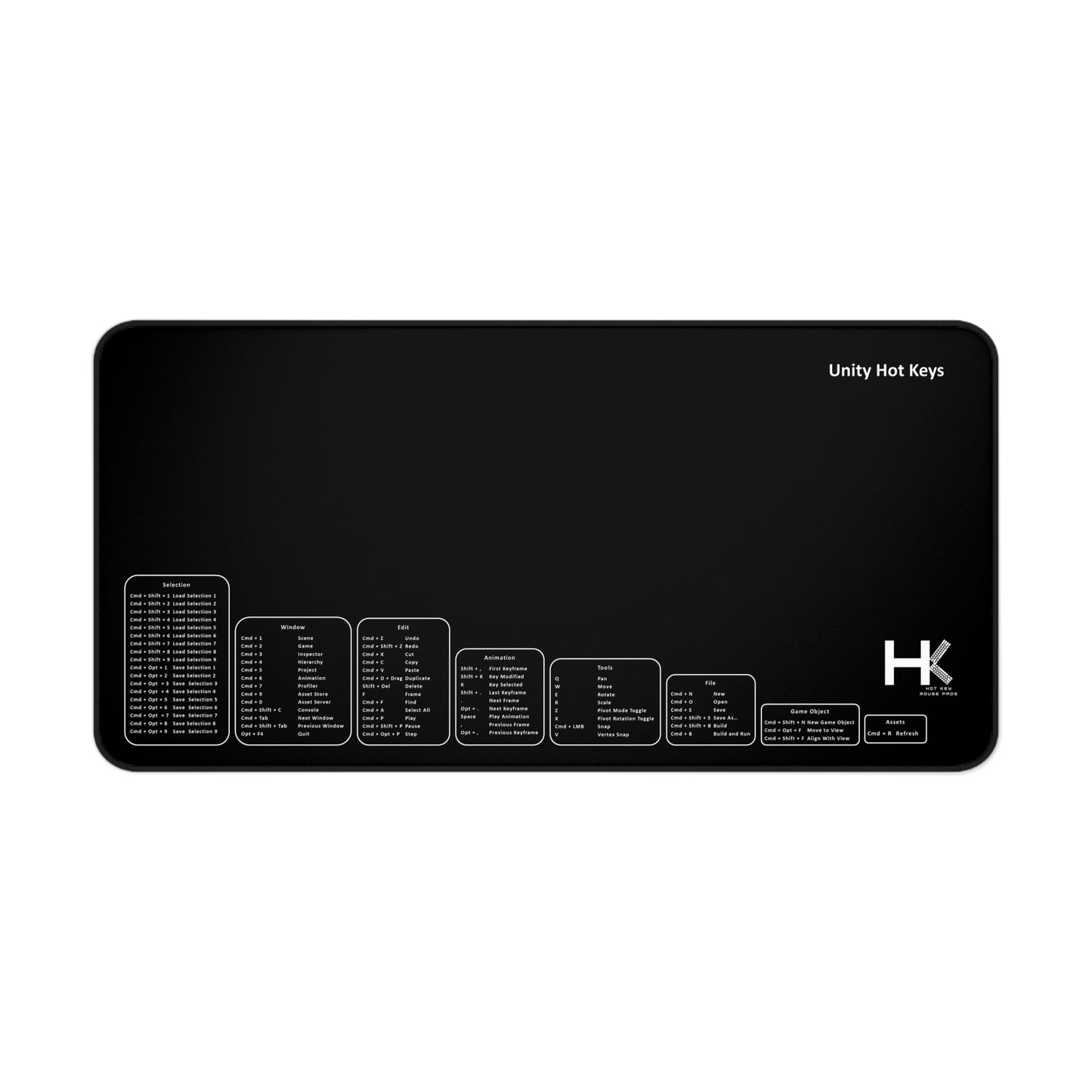 Mac Unity Hot Keys Mouse Pad XL