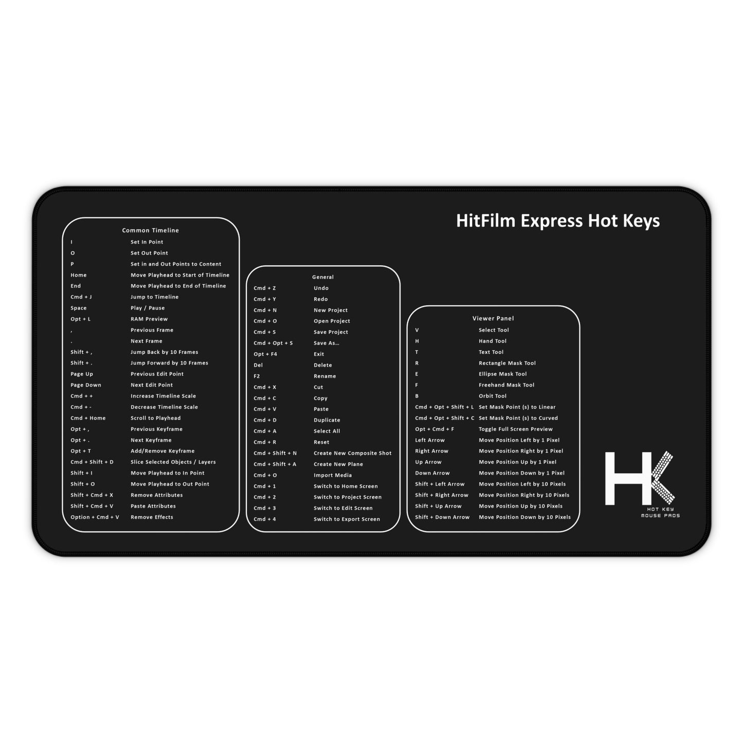 Mac Hitfilm Express Hot Keys Mouse Pad Large