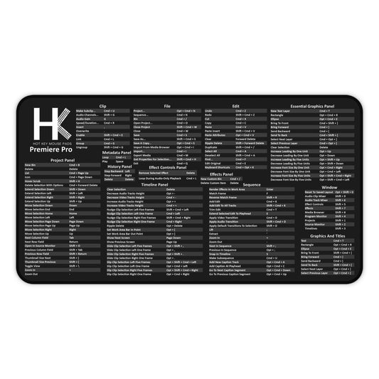 Mac Premiere Pro Hot Key Mouse Pad