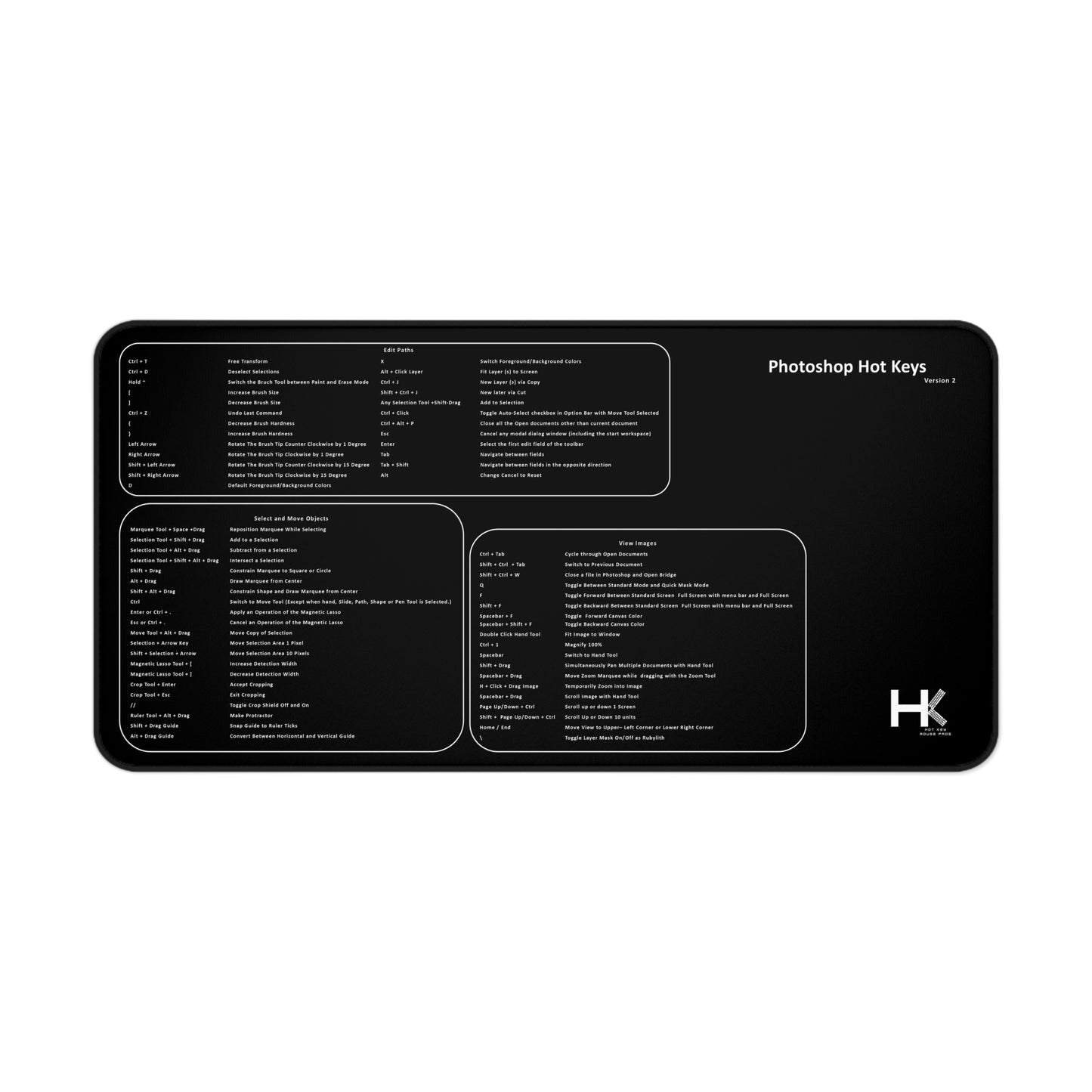 Windows Photoshop Version 2 XL Hot Key Mouse Pad