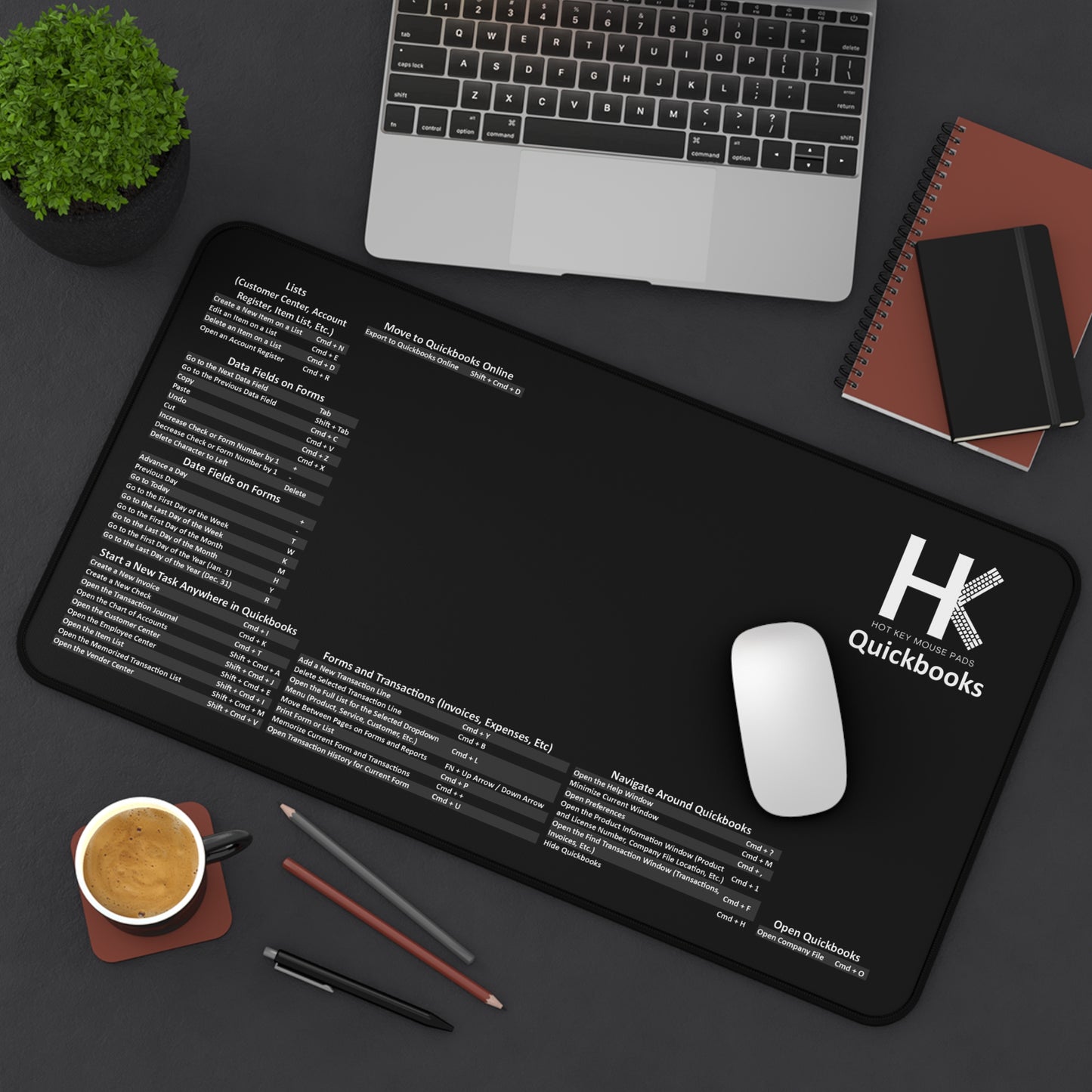 Mac QuickBooks Hot Key Mouse Pad - Reference Shortcut Key Mouse Pad for Accountants & Bookkeepers