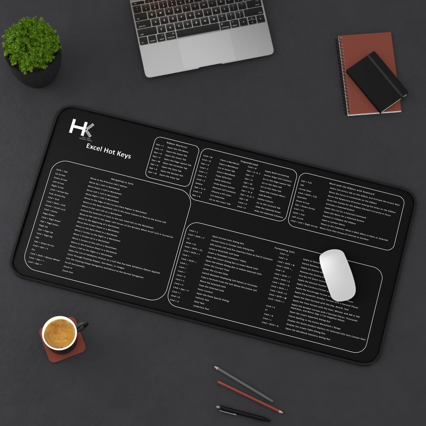 Mac Excel Hot Keys Mouse Pad XL