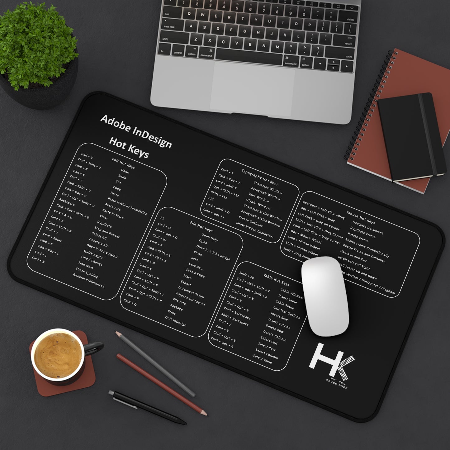 Mac Adobe Indesign Hot Keys Mouse Pad Large