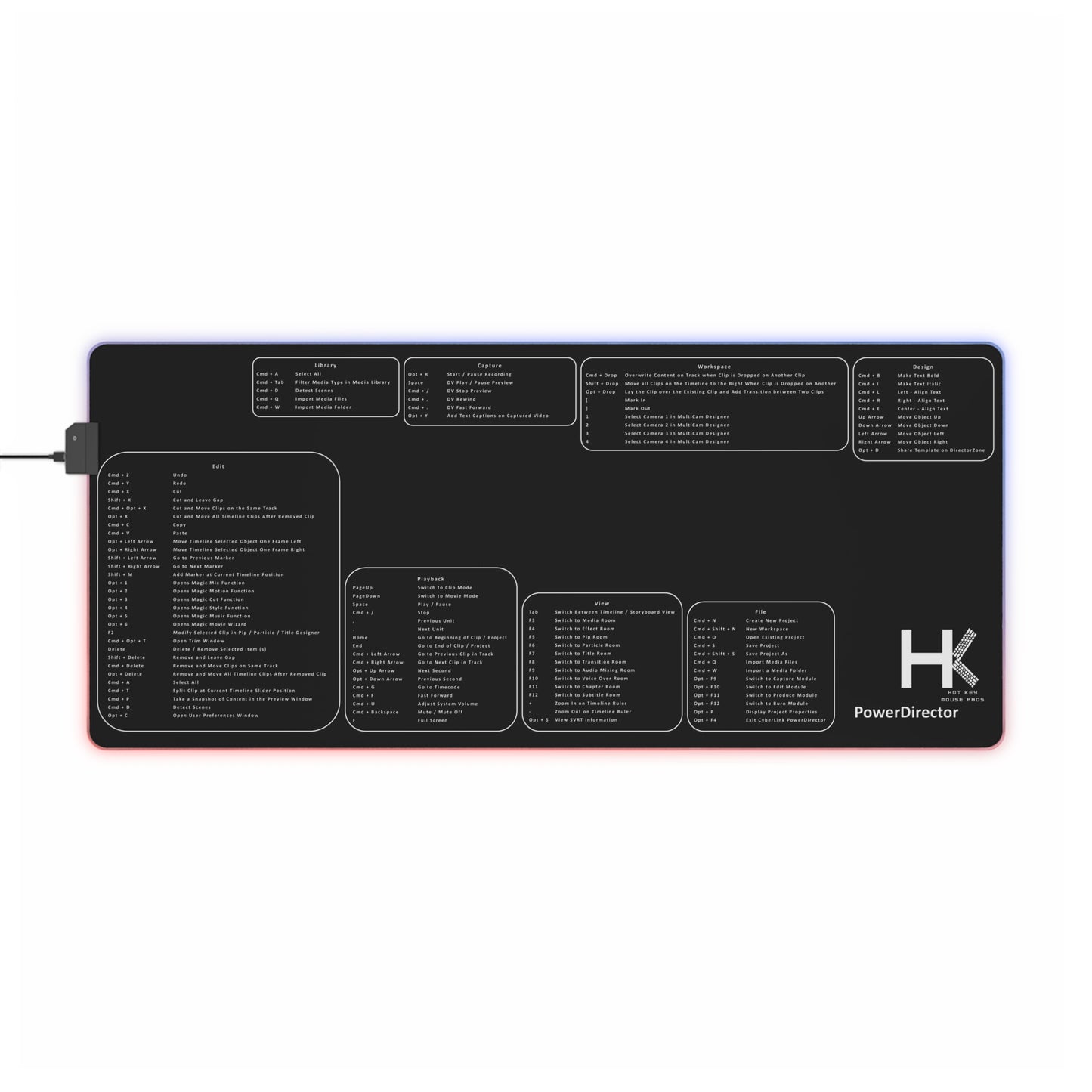 Mac PowerDirector XL LED Hot Key Mouse Pad