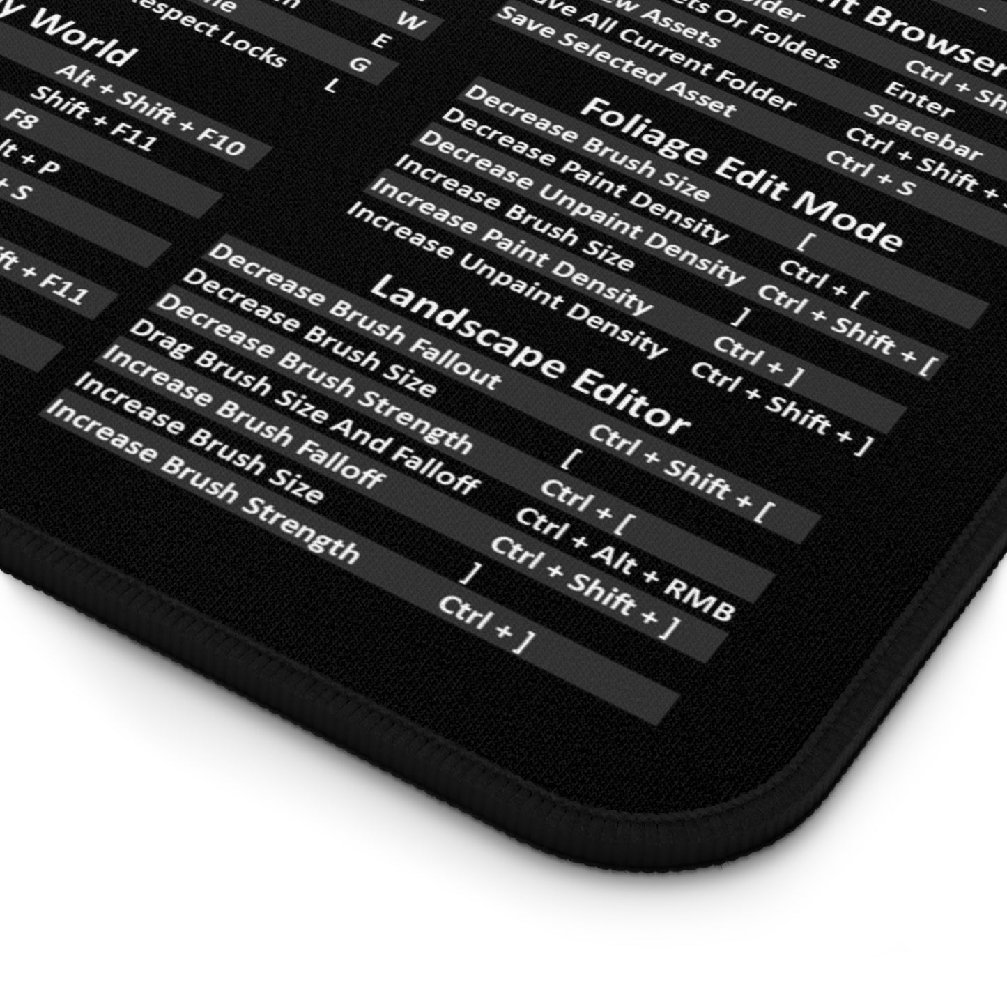 Windows UnReal Engine Hot Key Mouse Pad – Developer Shortcut Desk Mat for Gamers, Coders & Creators