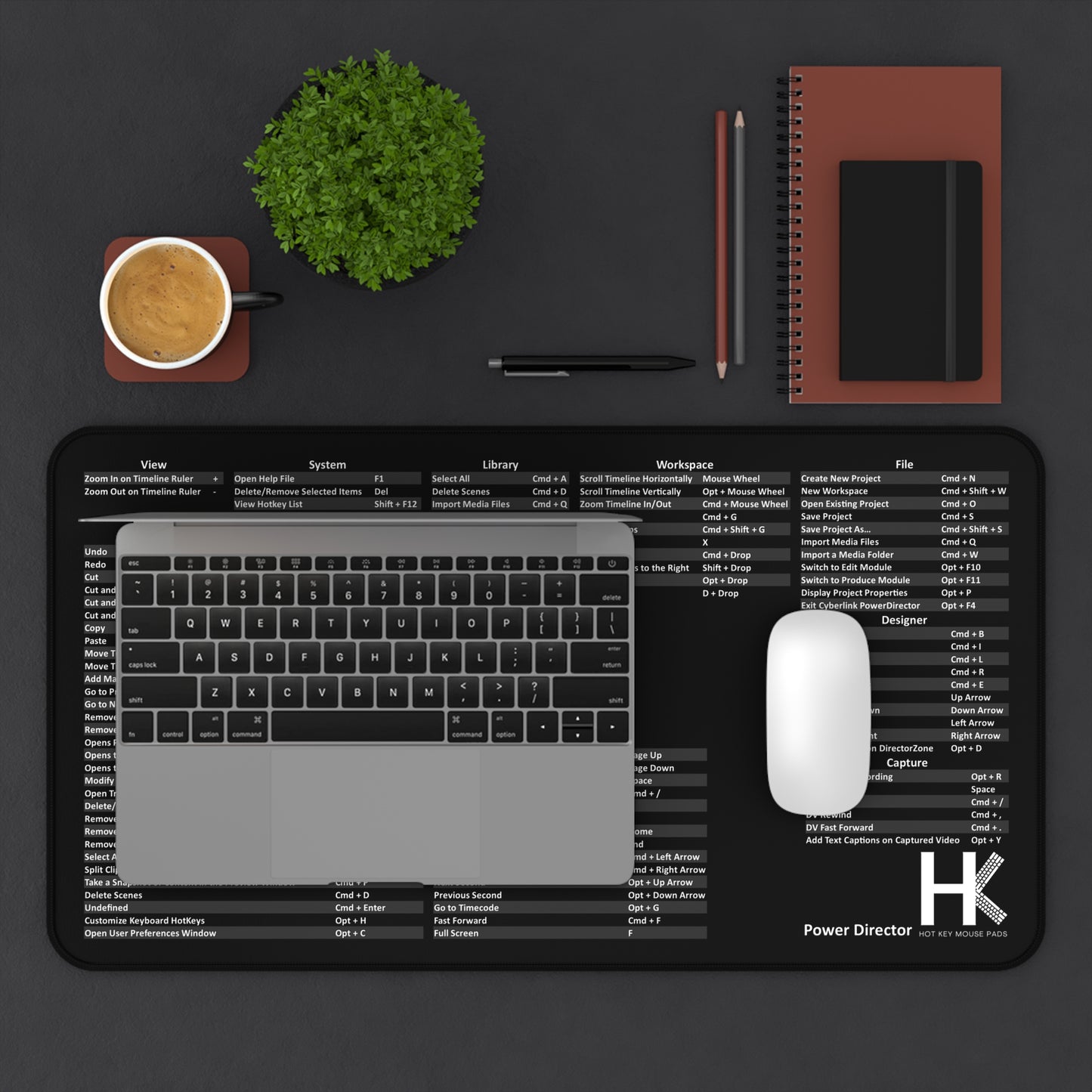 Mac Power Director Hot Key Mouse Pad - Shortcut Key Learning Pad