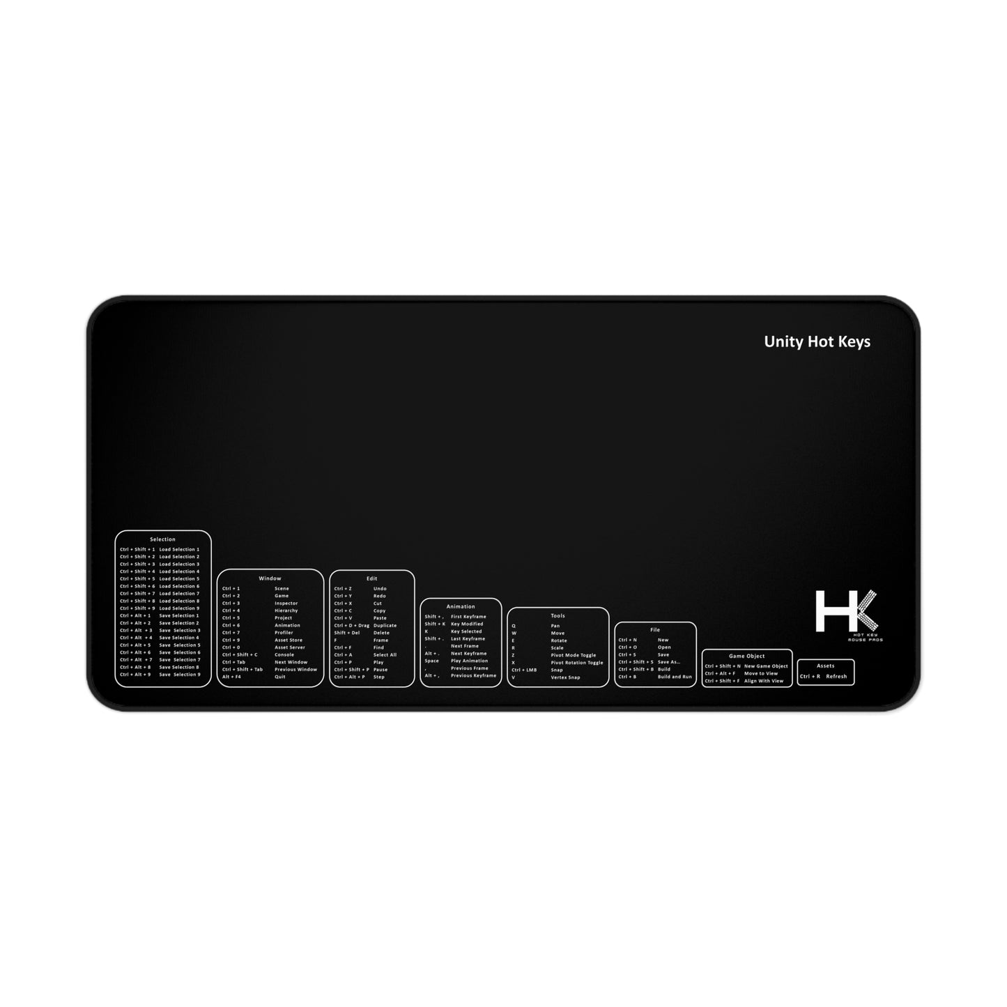 Windows Unity Hot Keys Mouse Pad XL