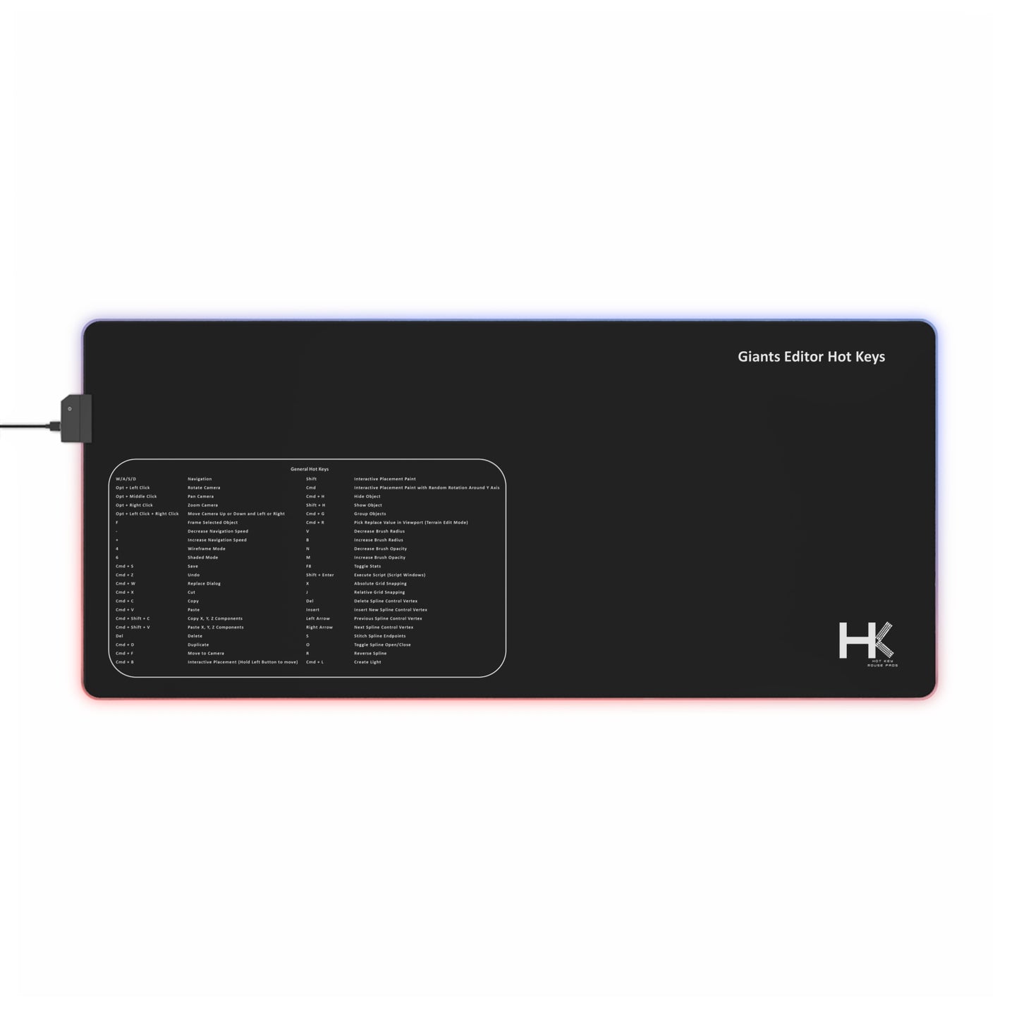 Mac Giants Hot Keys LED XL Mouse Pad