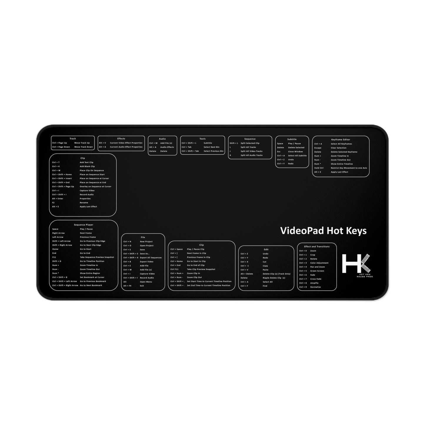 Windows VideoPad Hot Key Mouse Pad XL