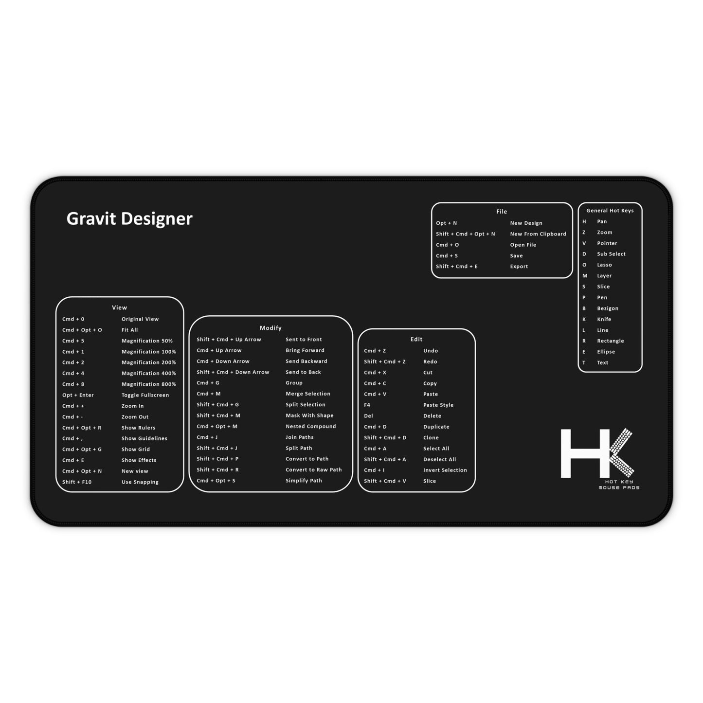 Mac Gravit Designer Large Hot Key Mouse Pad