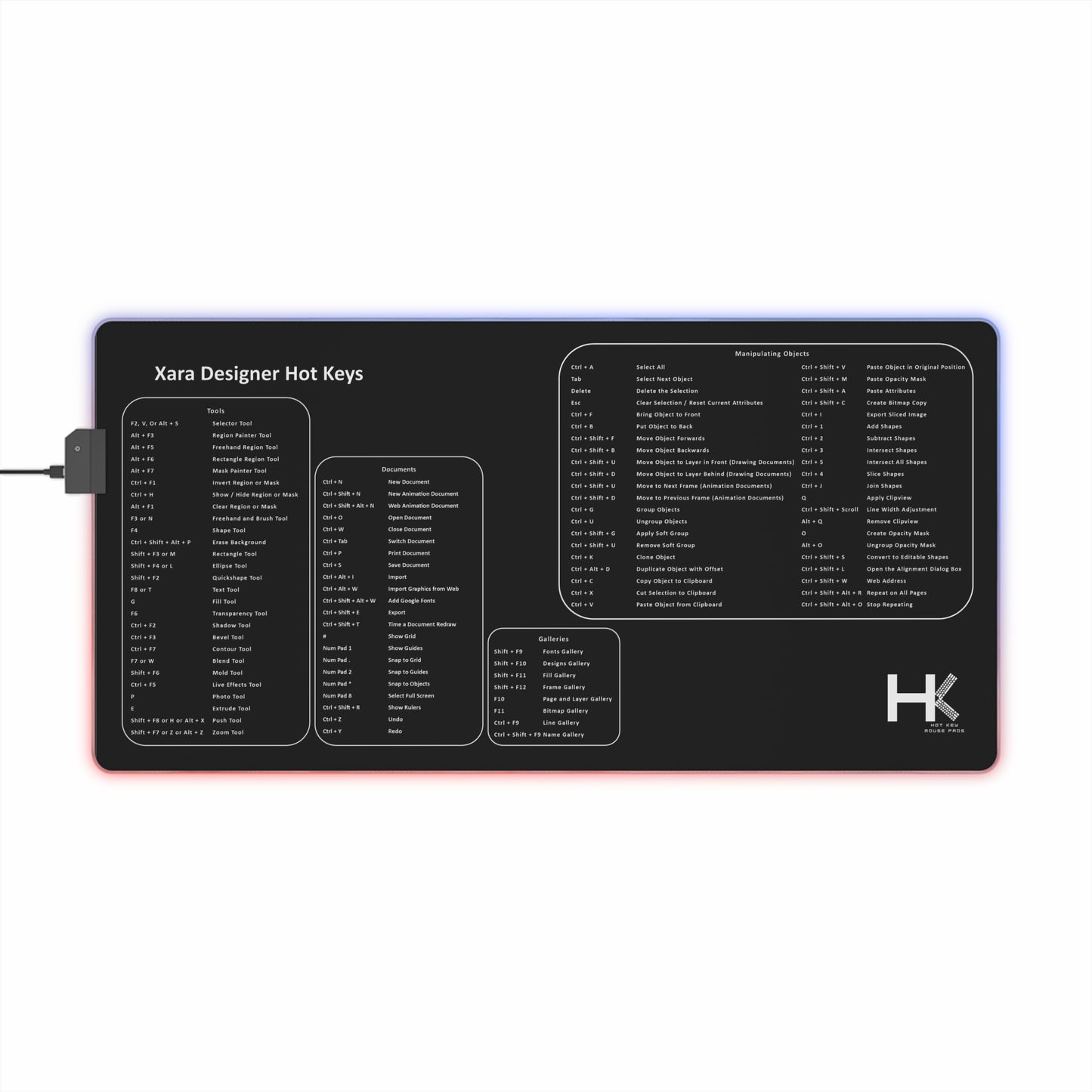 Windows Xara Designer Hot Key LED Gaming Mouse Pad Medium