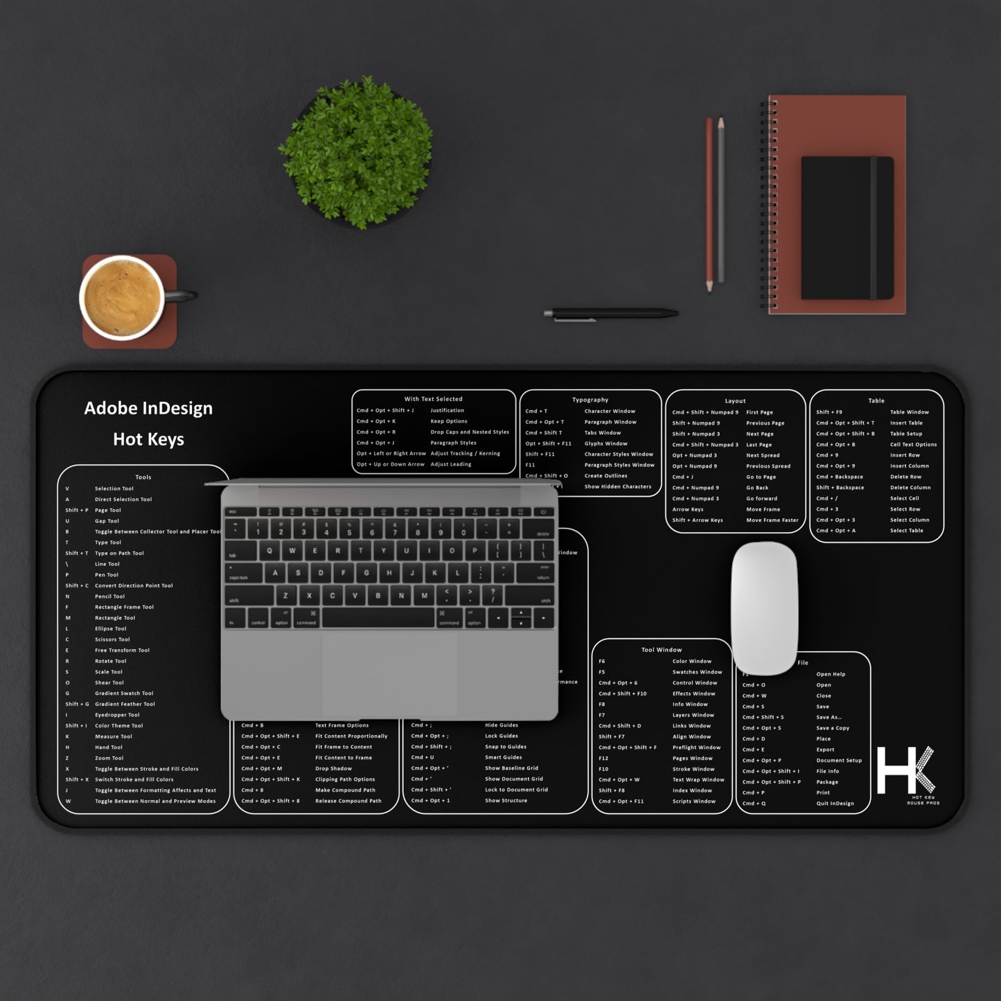 Mac Adobe Indesign Hot Keys Mouse Pad XL