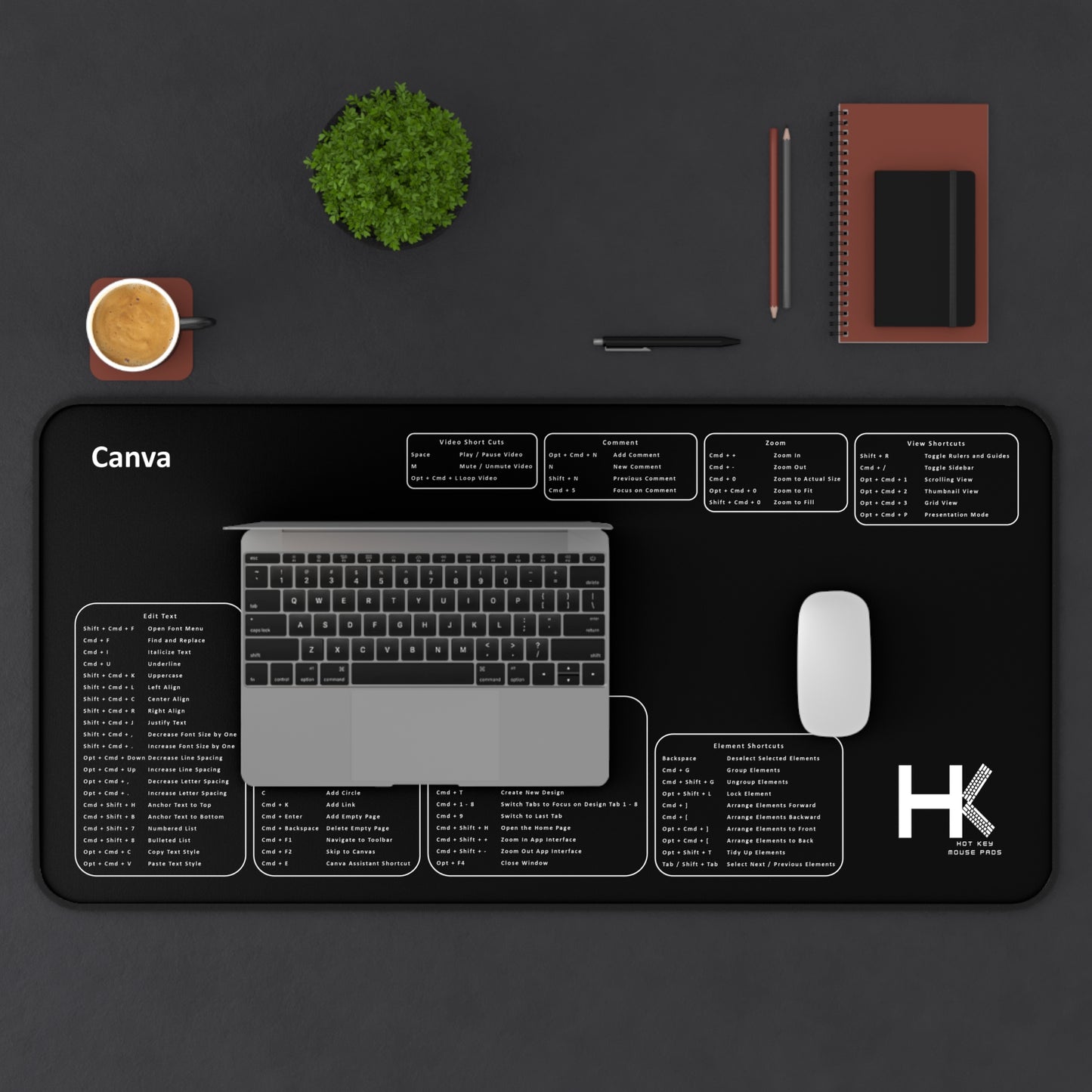 Mac Canva Hot Key Mouse Pad XL