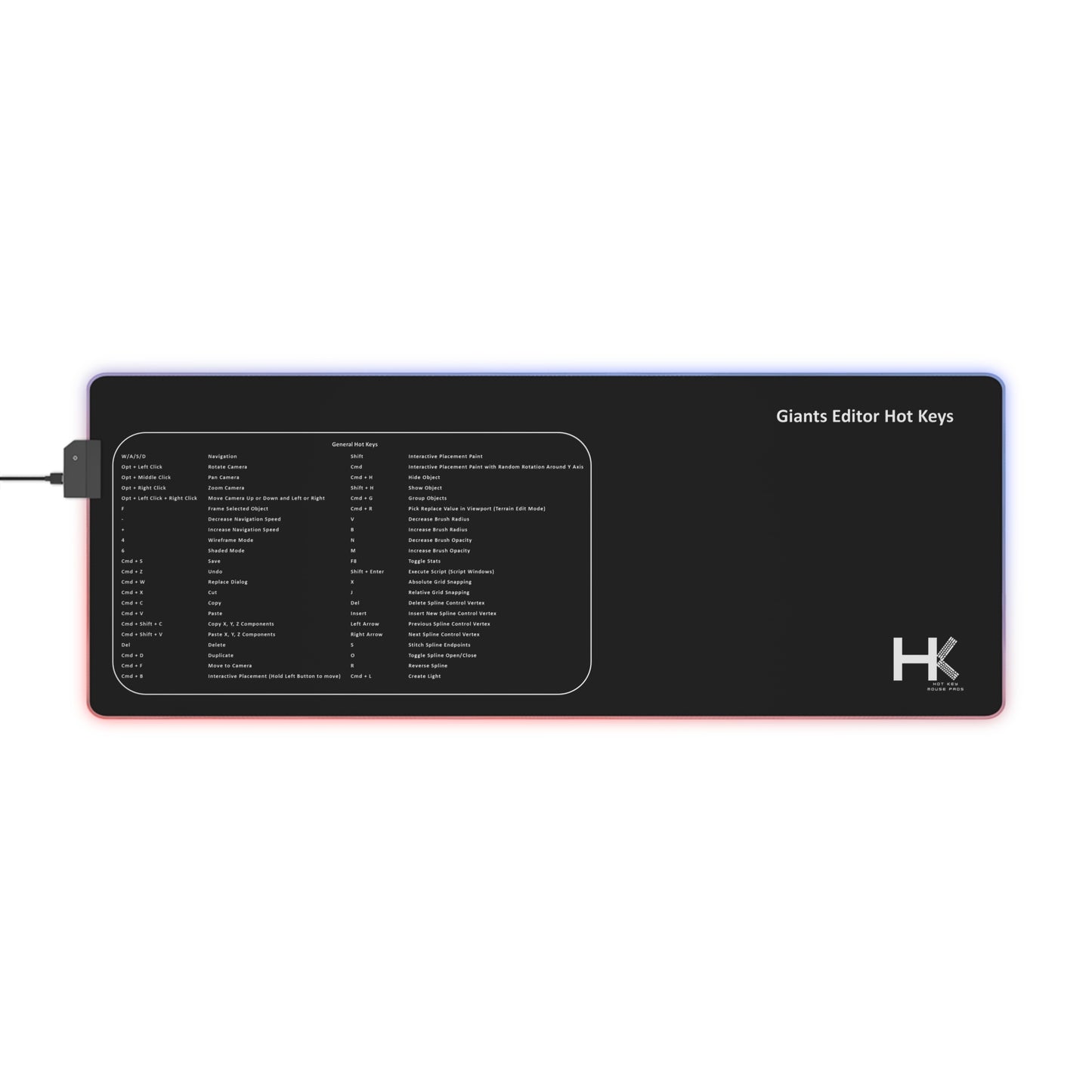 Mac Giants Hot Keys LED Large Mouse Pad