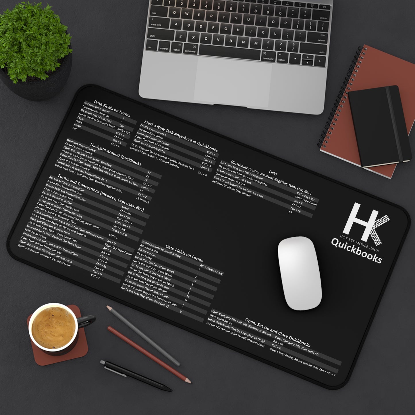 Windows QuickBooks Hot Key Mouse Pad - Reference Shortcut Key Mouse Pad for Accountants & Bookkeepers