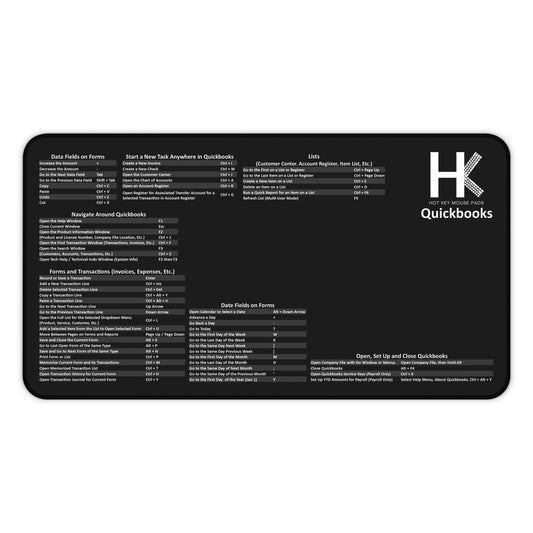 Windows QuickBooks Hot Key Mouse Pad - Reference Shortcut Key Mouse Pad for Accountants & Bookkeepers
