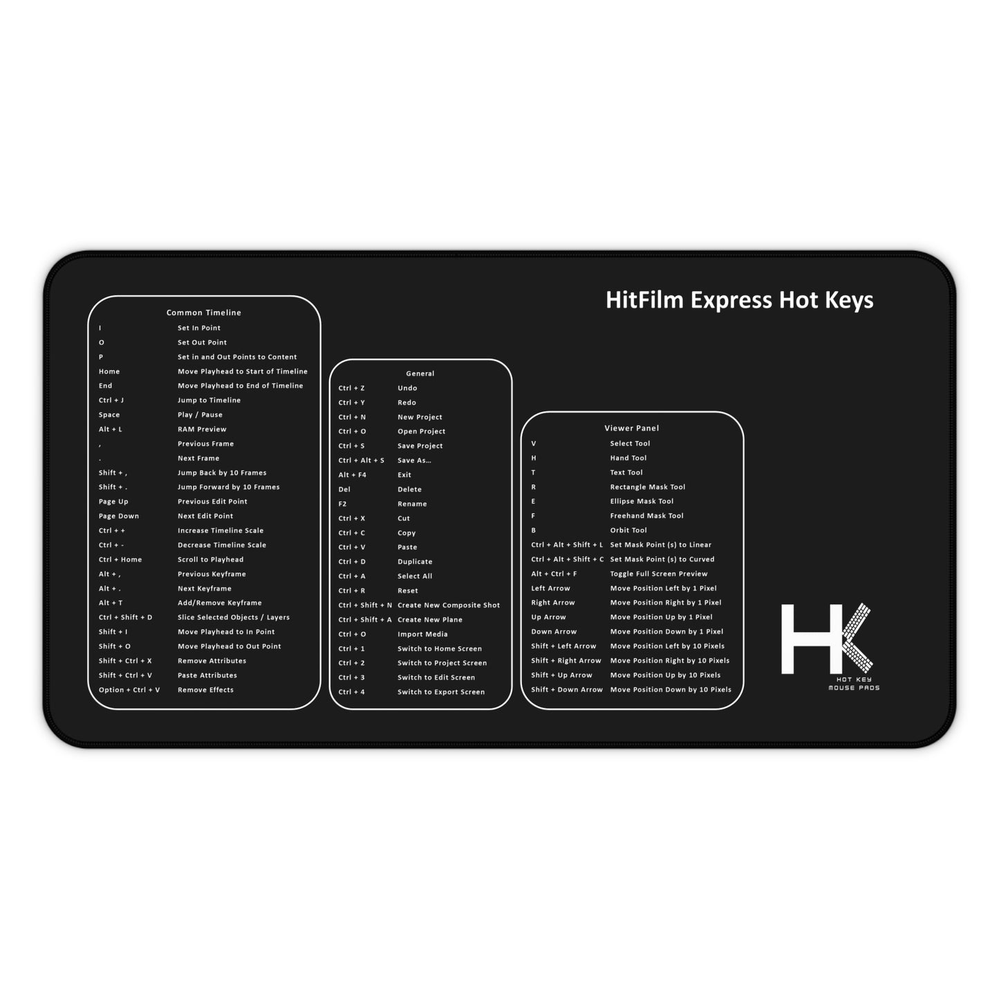 Windows Hitfilm Express Hot Keys Mouse Pad Large