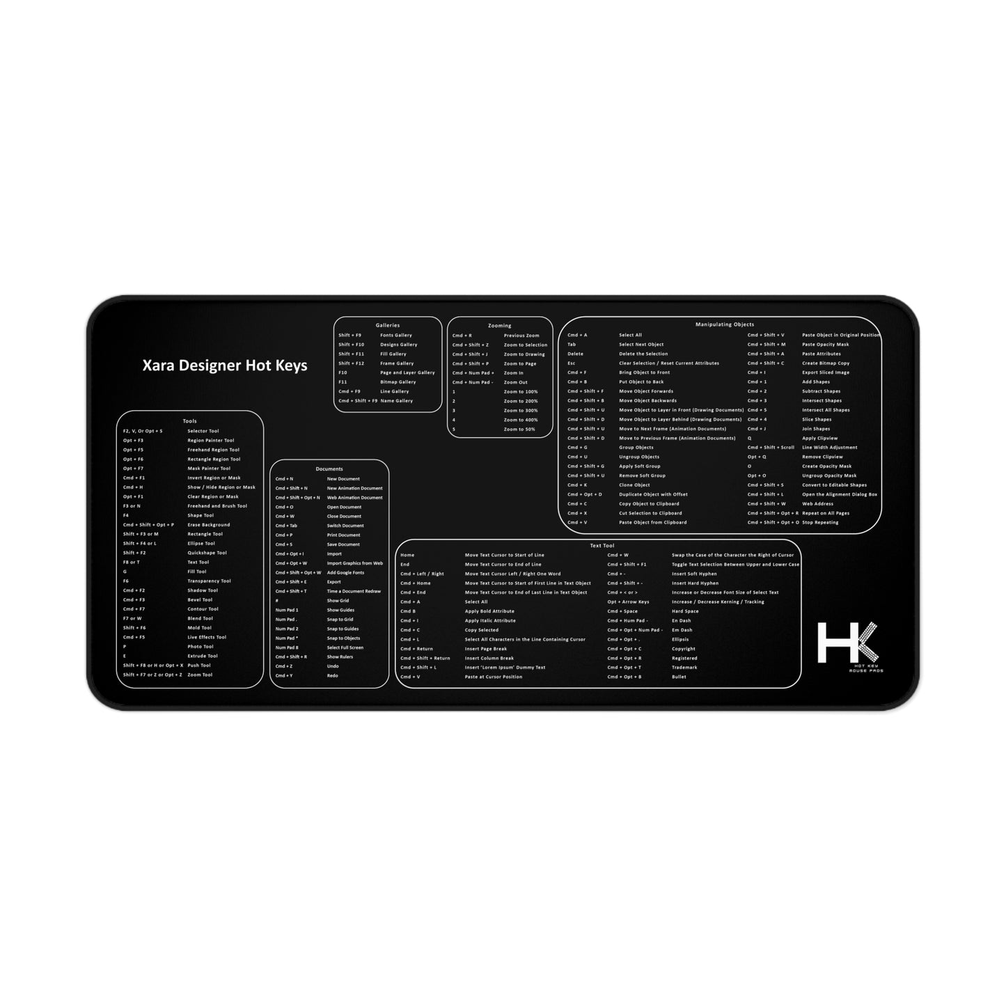 Mac Xara Designer Hot Key Mouse Pad XL