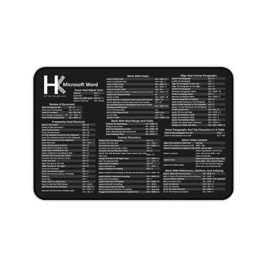 Windows Microsoft Word Hot Key Mouse Pad - Shortcut Key Mouse Pad – Office Desk Mat for Writers, Students & Professionals