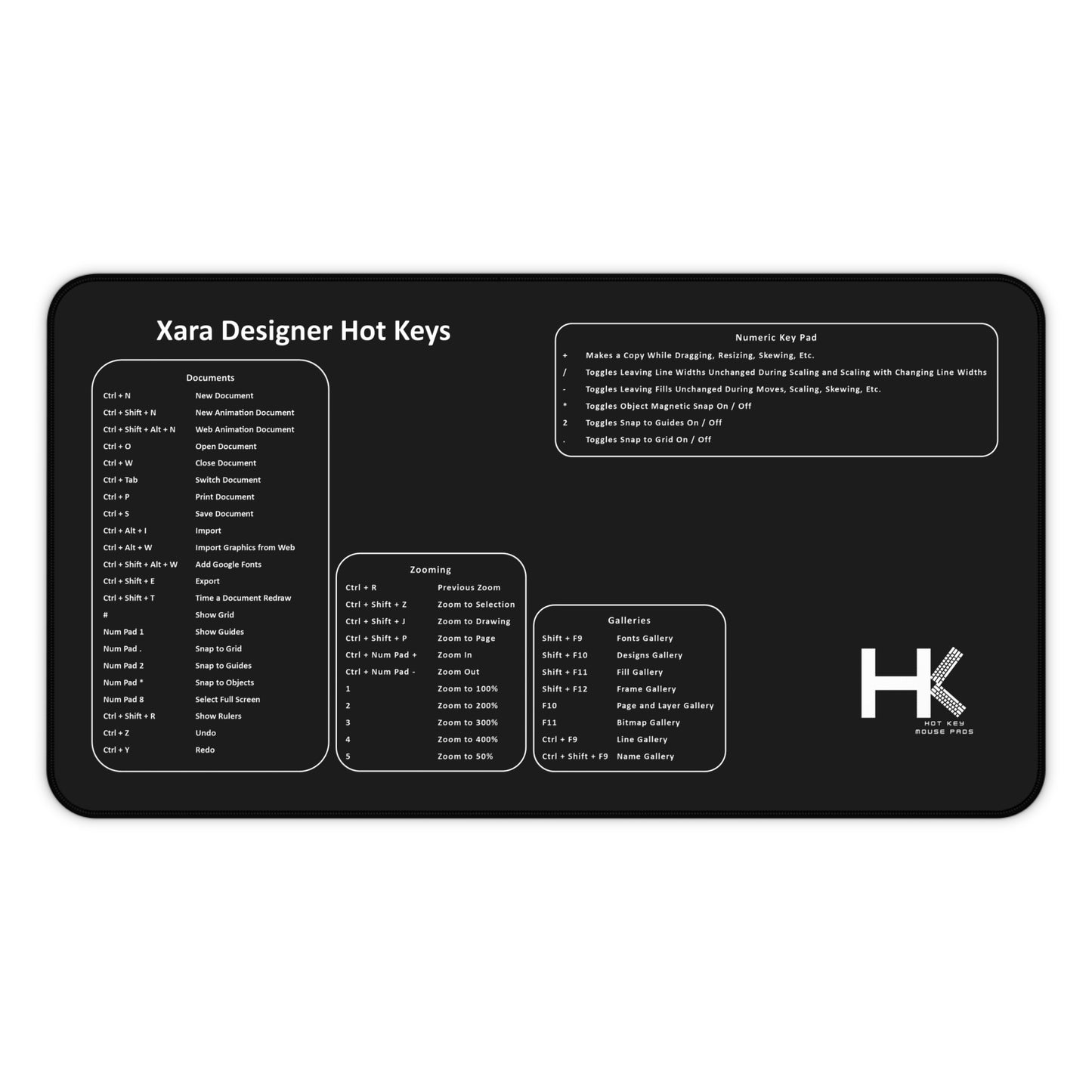 Windows Xara Designer Hot Key Mouse Pad Large