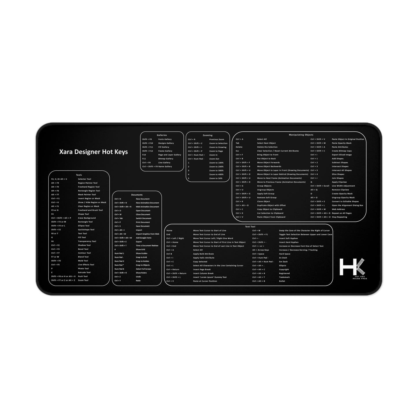 Windows Xara Designer Hot Key Mouse Pad XL