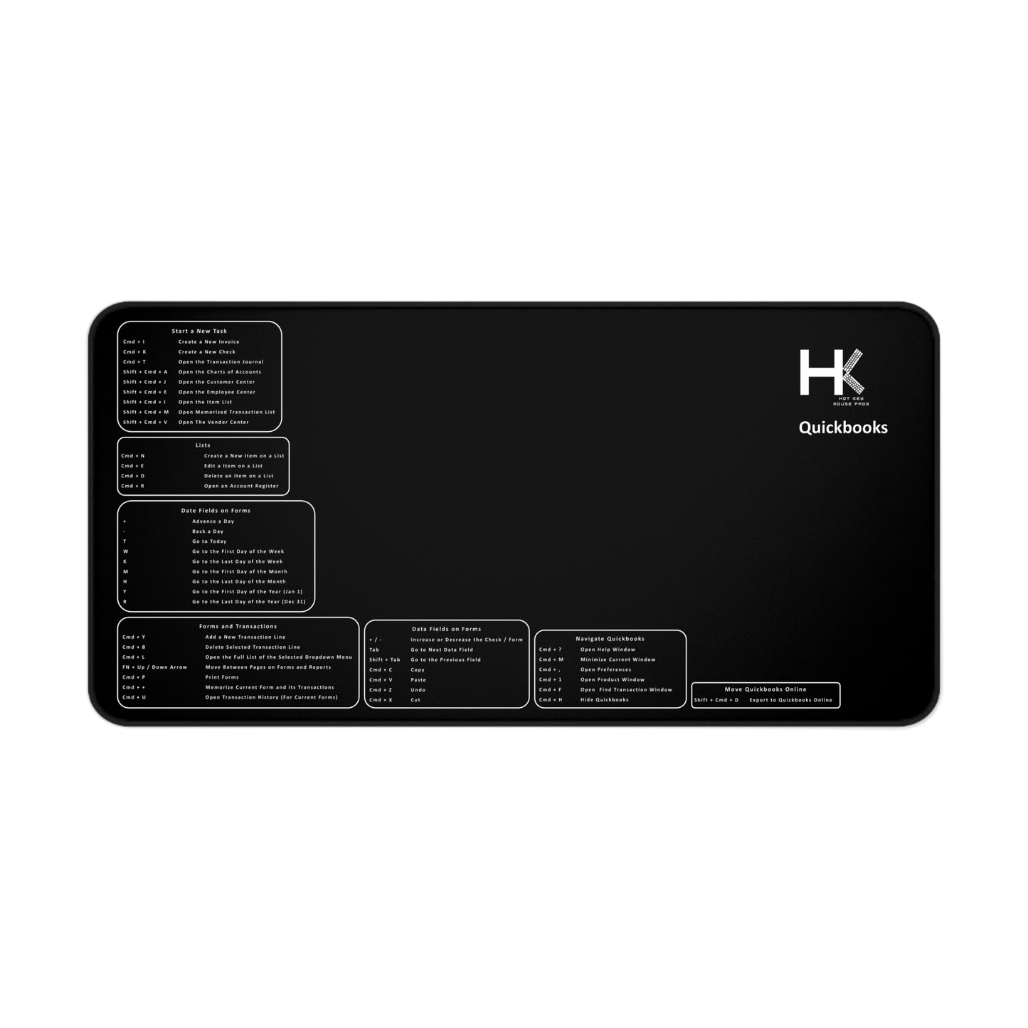 Mac Quickbooks XL Hot Key Mouse Pad