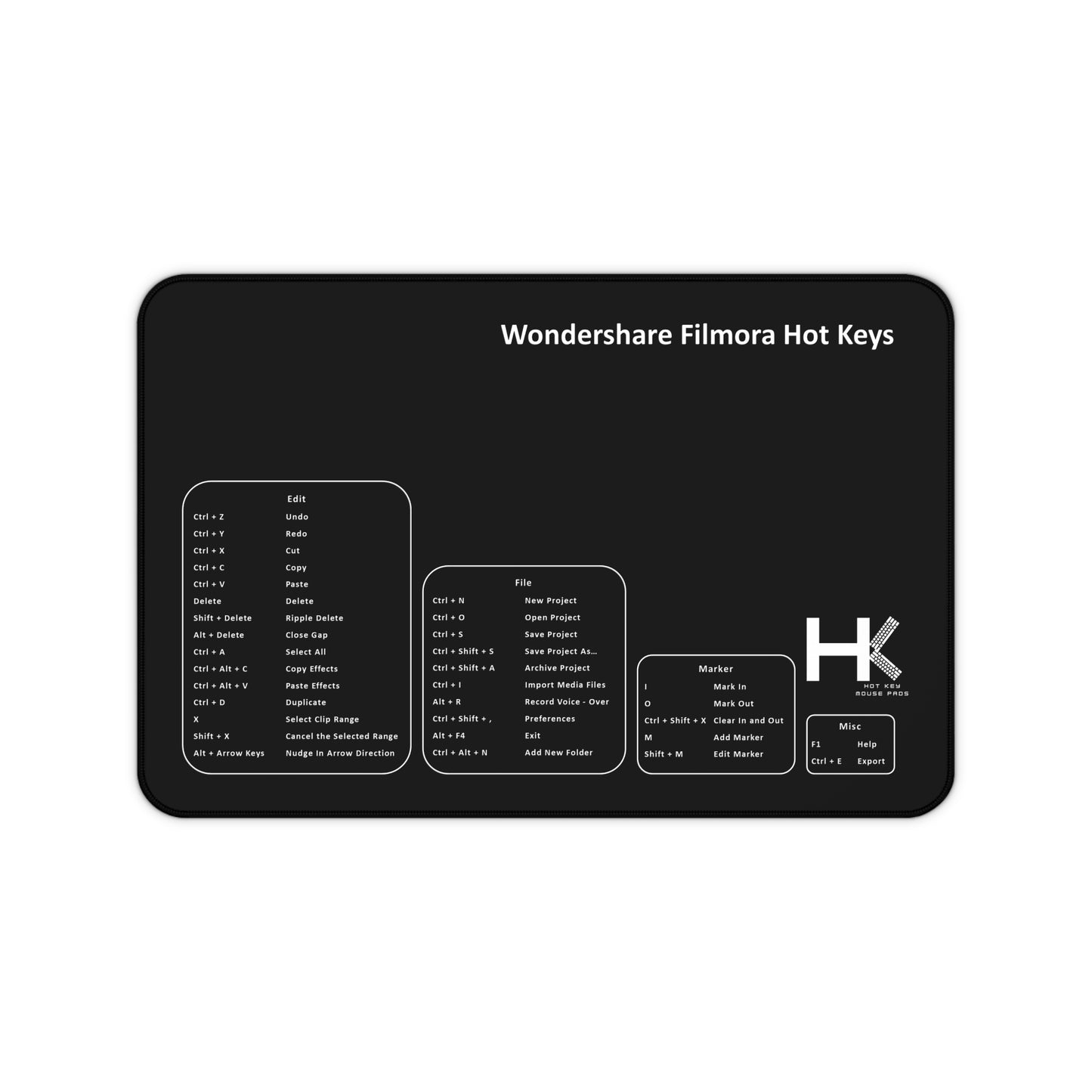 Windows Wondershare Filmora Hot Key Medium Mouse Pad