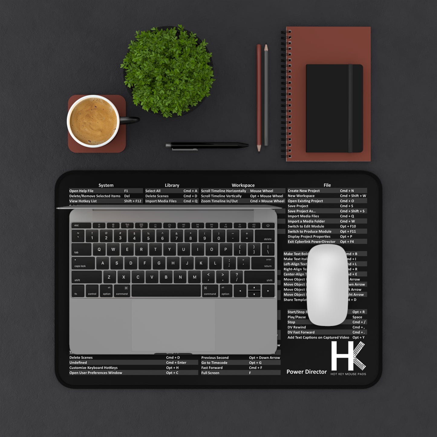 Mac Power Director Hot Key Mouse Pad - Shortcut Key Learning Pad
