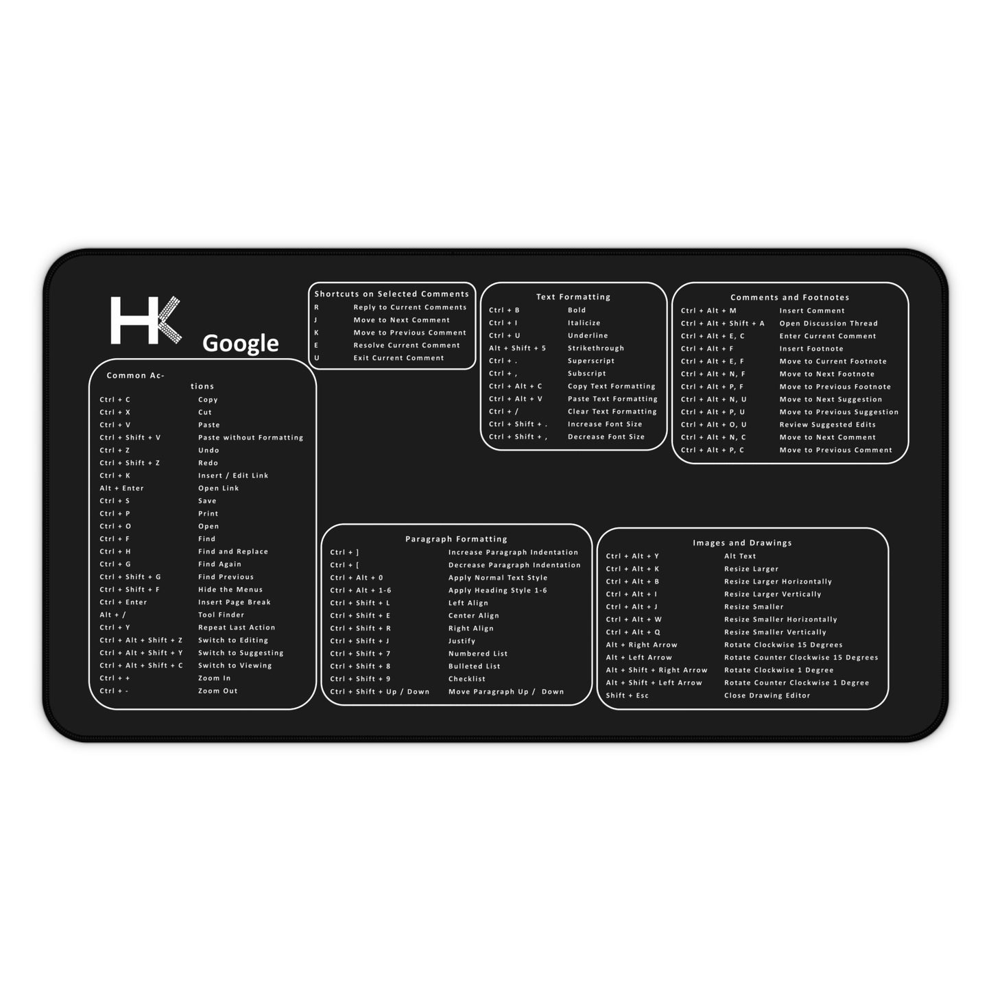 Windows Google Large Hot Key Mouse Pad